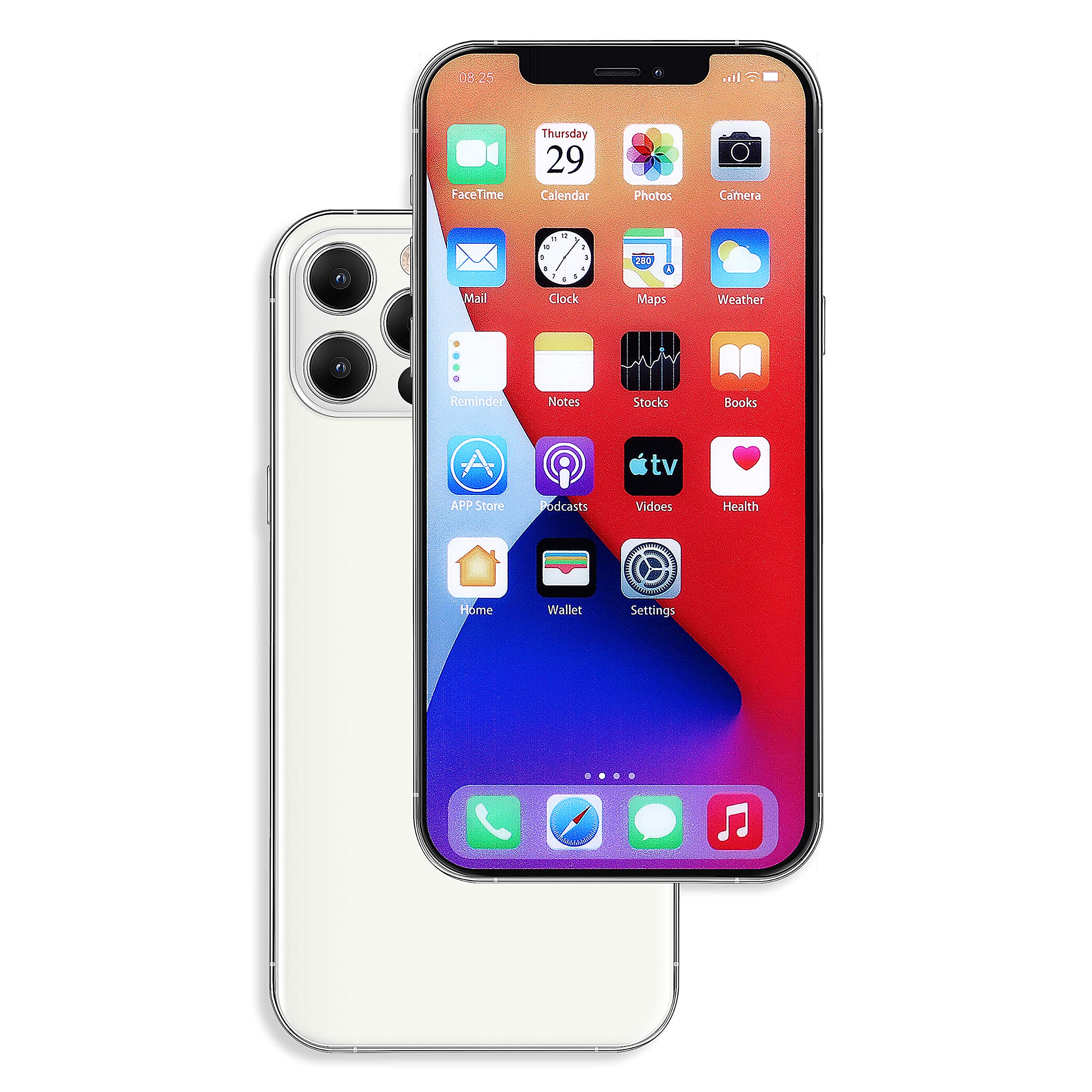 1:1 Non-Working Replica Dummy Display Phone for iPhone 12 Mini & 12 Pro Max - Fake Model Toy (Silver Screen) - Perfect for Store Displays, Photography Props & Practical Jokes