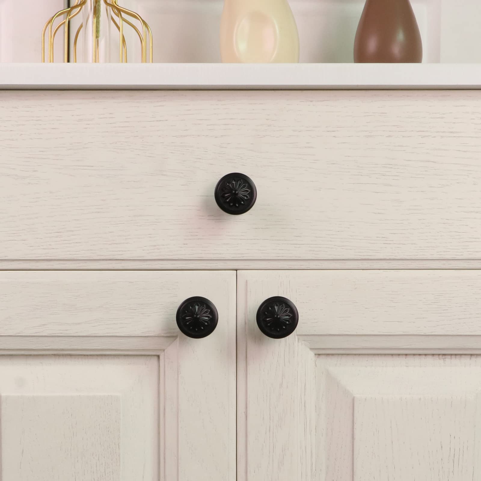 10 Pack Matte Black Cabinet Knobs - 1-2/5