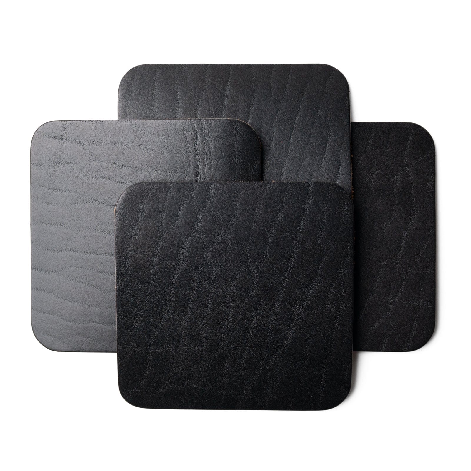 Premium 4-Pack Genuine Leather Coasters - Square Blank Design for Drinks & Glasses - Perfect for Home, Office, and Bar Use