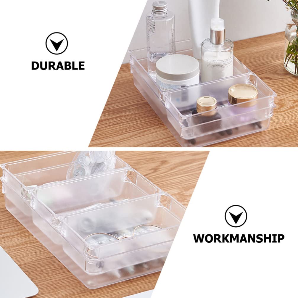 7-Piece Clear Plastic Storage Box Set - Versatile Drawer Dividers & Organizers for Cosmetics, Tableware, Jewelry | Shallow Narrow Trays for Home, Office & Kitchen Organization