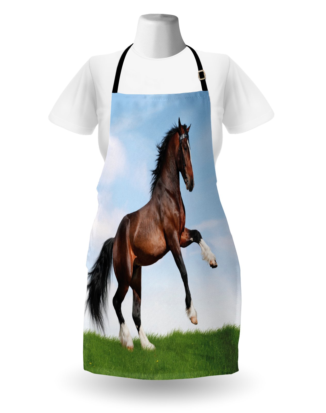 Ambesonne Stylish Printed Apron for Cooking, Baking & Grilling - Perfect for Indoor & Outdoor Kitchen Use, BBQ Parties & Holiday Gifts