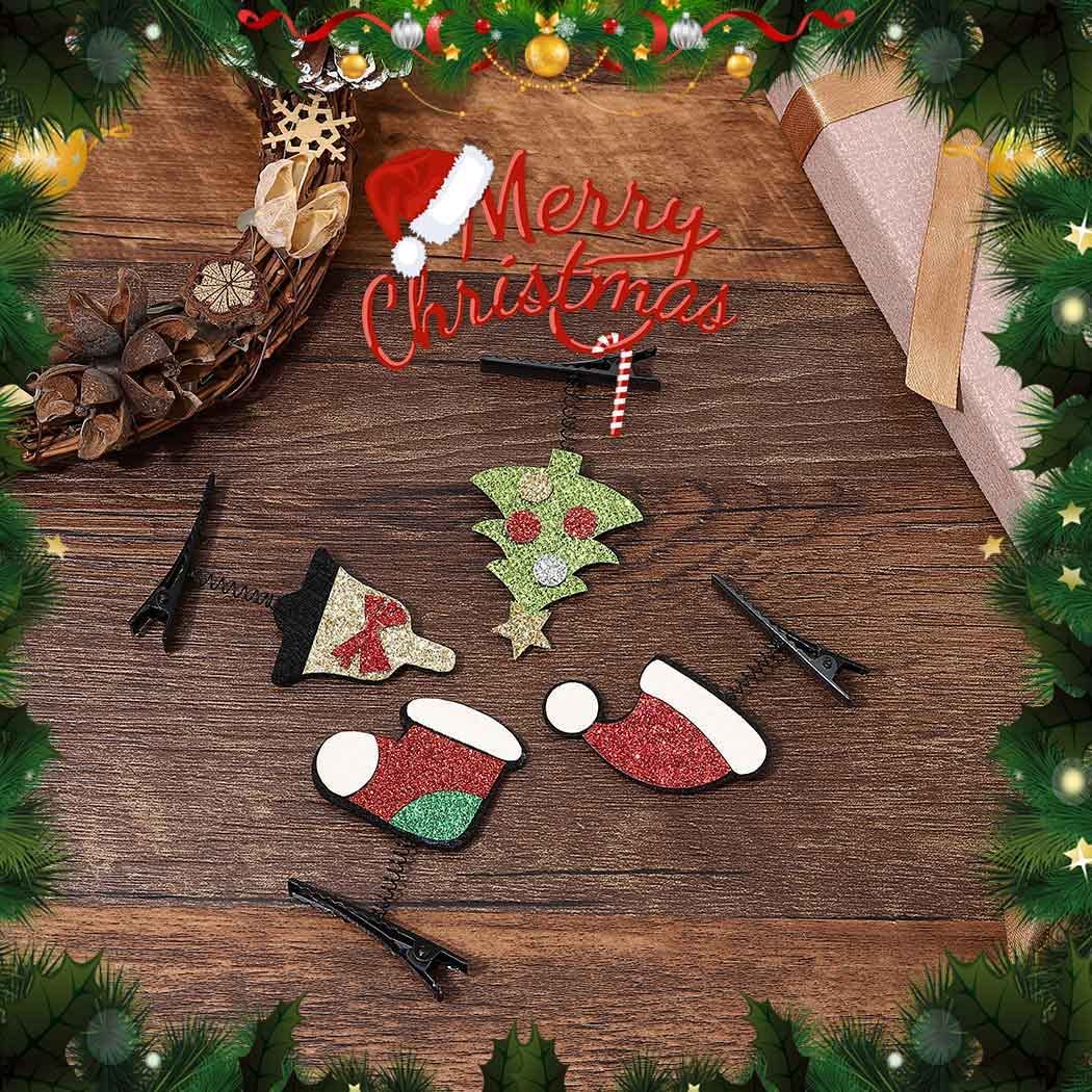 Santa Claus & Reindeer Christmas Hair Clips Set - Festive Holiday Hair Accessories for Women & Girls (4PCS) - Perfect for Christmas Parties, Family Gatherings & Holiday Photos