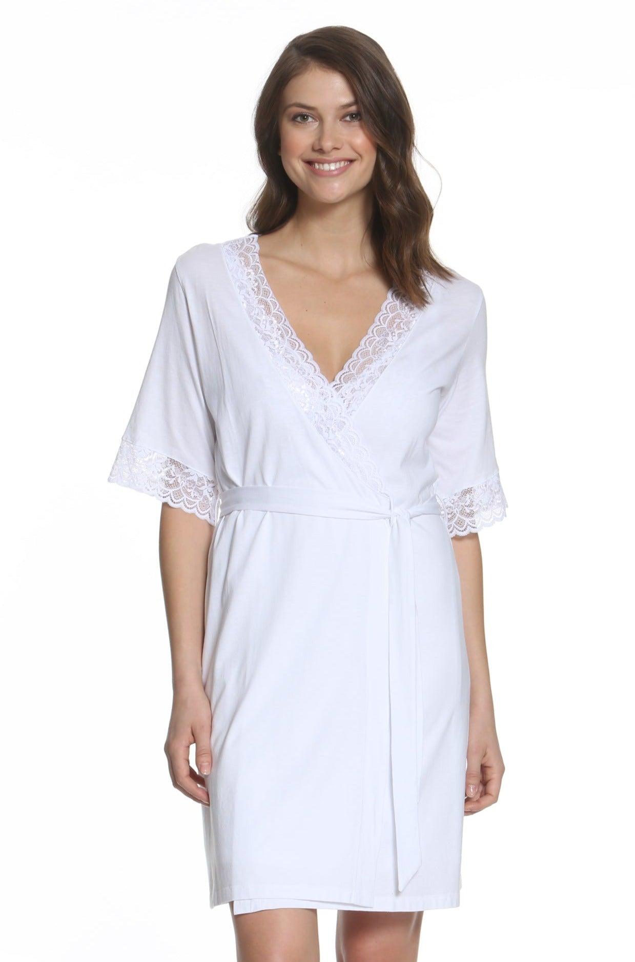 Penelope Short Sleeve Robe - Women's Lightweight Cotton Loungewear for Home, Spa & Vacation | Soft Comfortable Sleepwear & Bathrobe