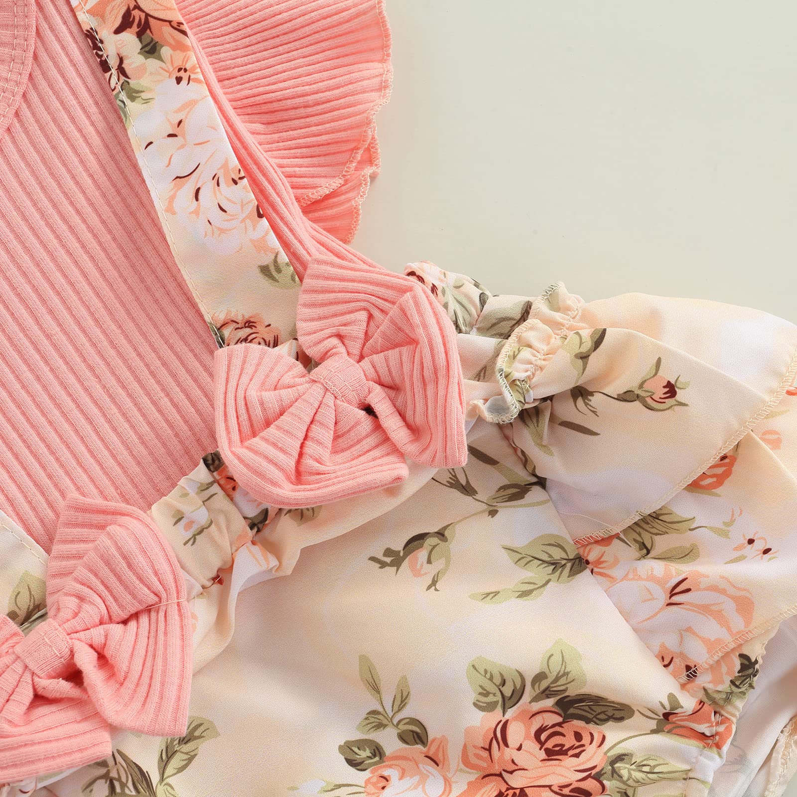 MERSARIPHY Baby Girl Summer Outfit - Soft Cotton Linen Romper with Floral Print & Matching Headband - Cute Infant Bodysuit for Newborns 0-24 Months - Perfect for Outdoor Play, Beach Trips & Photo Shoots