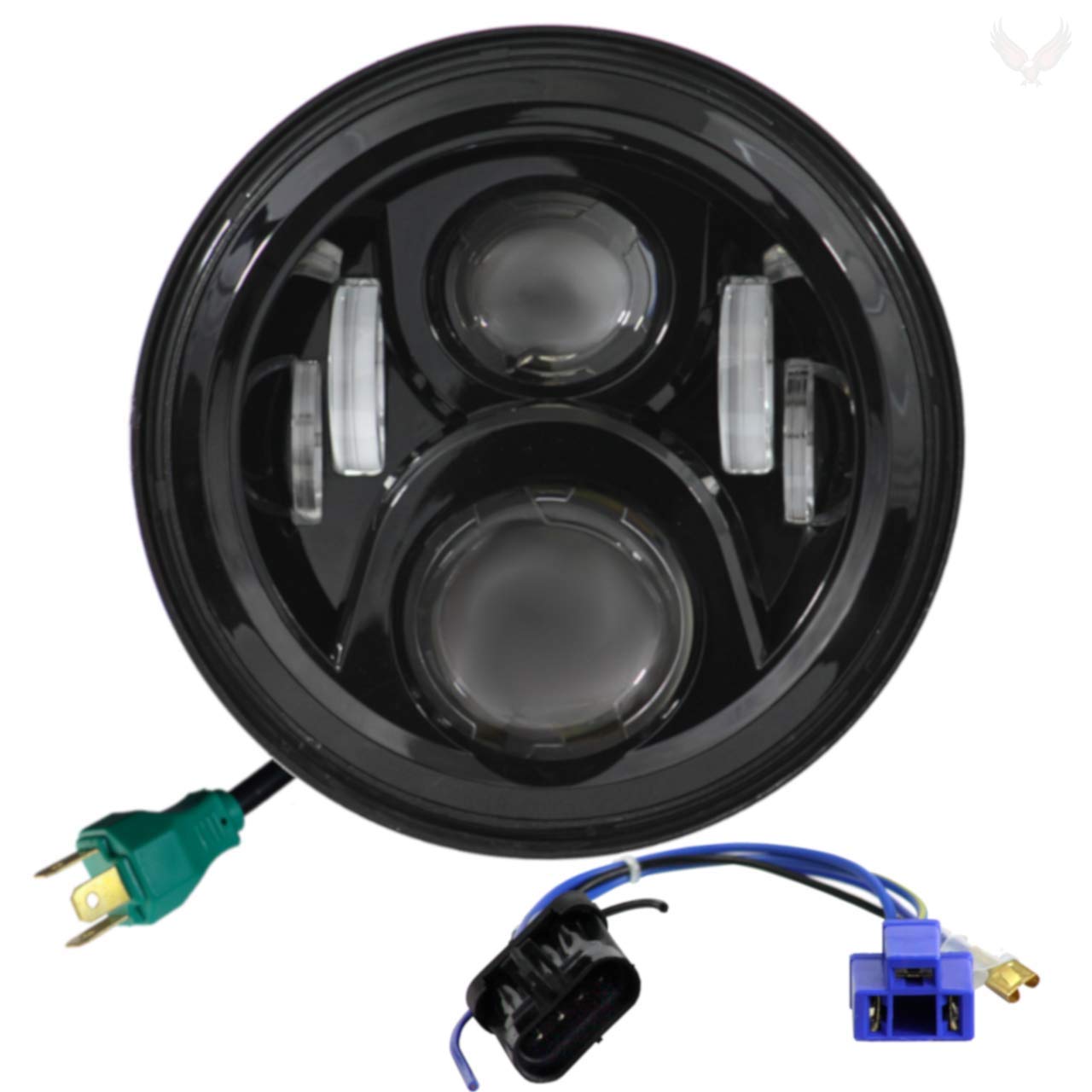 Eagle Lights 8700BG2P-897 7 Inch LED Headlight Kit - Generation II Black with Single Bulb Adapter Harness for Motorcycles, ATVs & Off-Road Vehicles - High Performance Lighting Upgrade