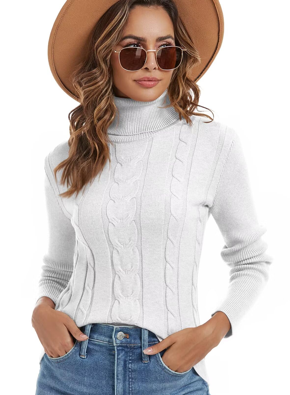 FEKOAFE Women's Long Sleeve Ribbed Knit Turtleneck Sweater - Solid Color Pullover for Fall Winter 2025 | Cozy Office Wear, Casual Outfits & Holiday Fashion