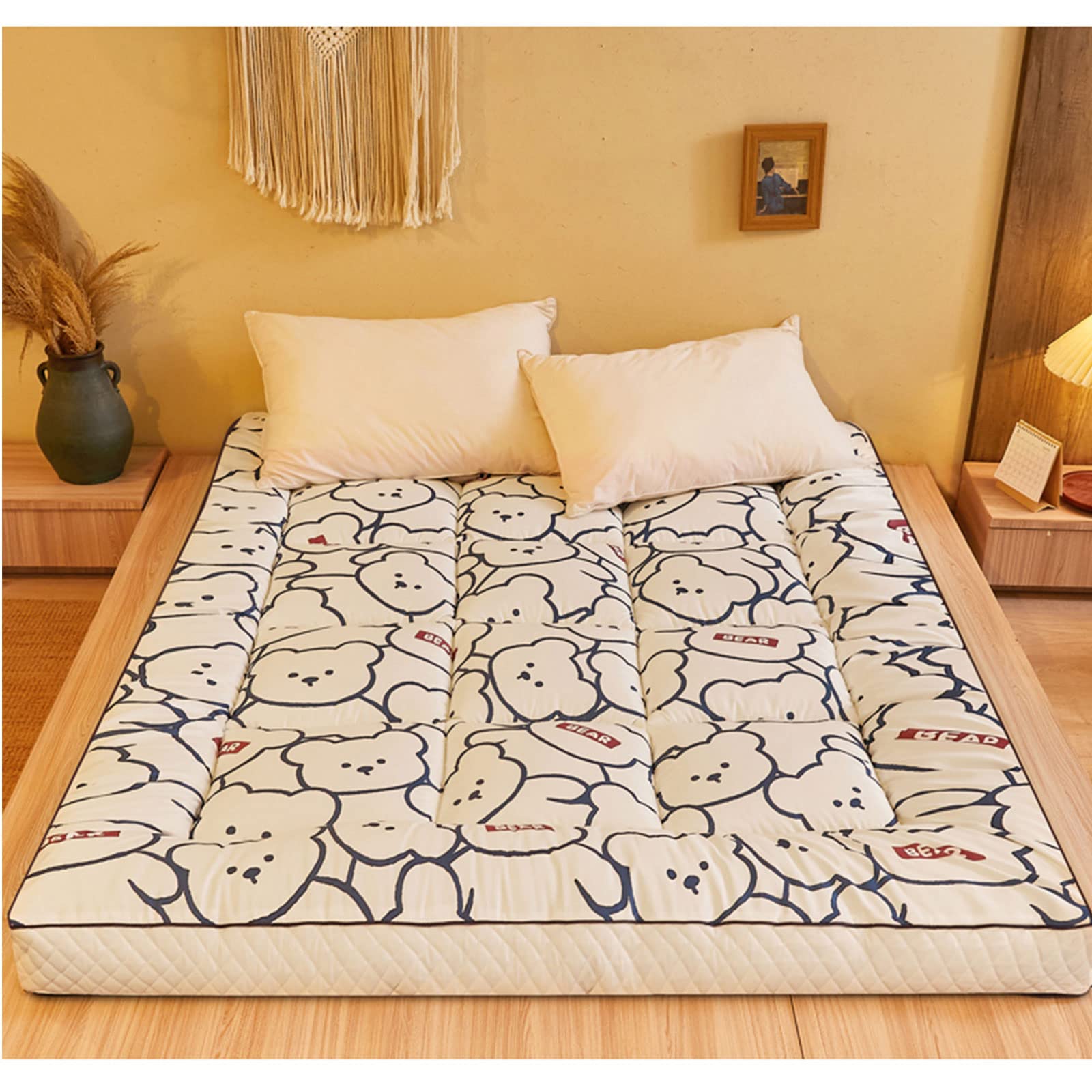 WENNEW Japanese Floor Futon Mattress - Foldable Tatami Mat for Sleeping, Camping & Minimalist Living | Roll-Up Bed Mat for Home, Guest Room & Travel | King Size Shiki Futon for Comfortable Floor Sleeping