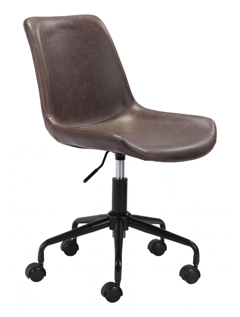 Zuo Modern Byron Office Leather Armless Chair - Ergonomic Executive Desk Chair for Home & Office Workspace - Comfortable Leather Task Chair for Professionals