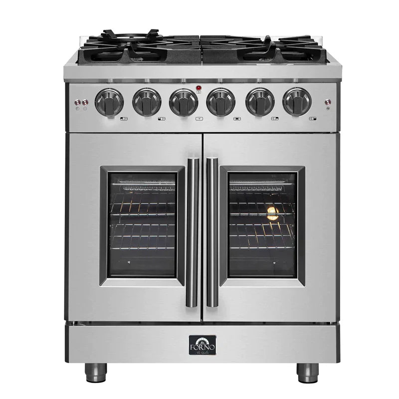 FORNO Massimo 30 Inch Freestanding French Door Gas Range - Stainless Steel FFSGS6439 30