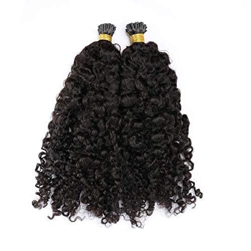 Kinky Curly I-Tip Human Hair Extensions - 100% Brazilian Remy Hair, Soft Curly Microlinks Fusion Stick, Pre-Bonded 100 Strands (24 Inch, 100g, #2 Darkest Brown) - Perfect for Natural-Looking Volume & Length for Parties, Weddings & Everyday Styling
