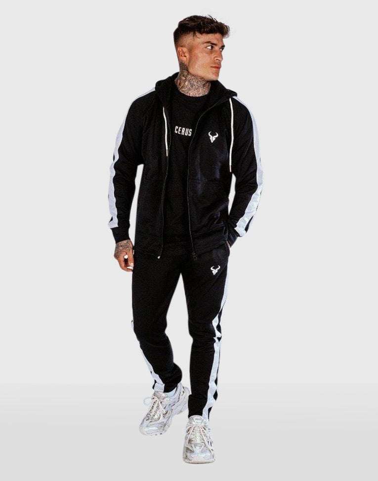 Cerus Black & White Theo Full Zip Hoodie for Men & Women - Stylish Unisex Pullover Jacket for Casual Wear, Gym, and Outdoor Activities