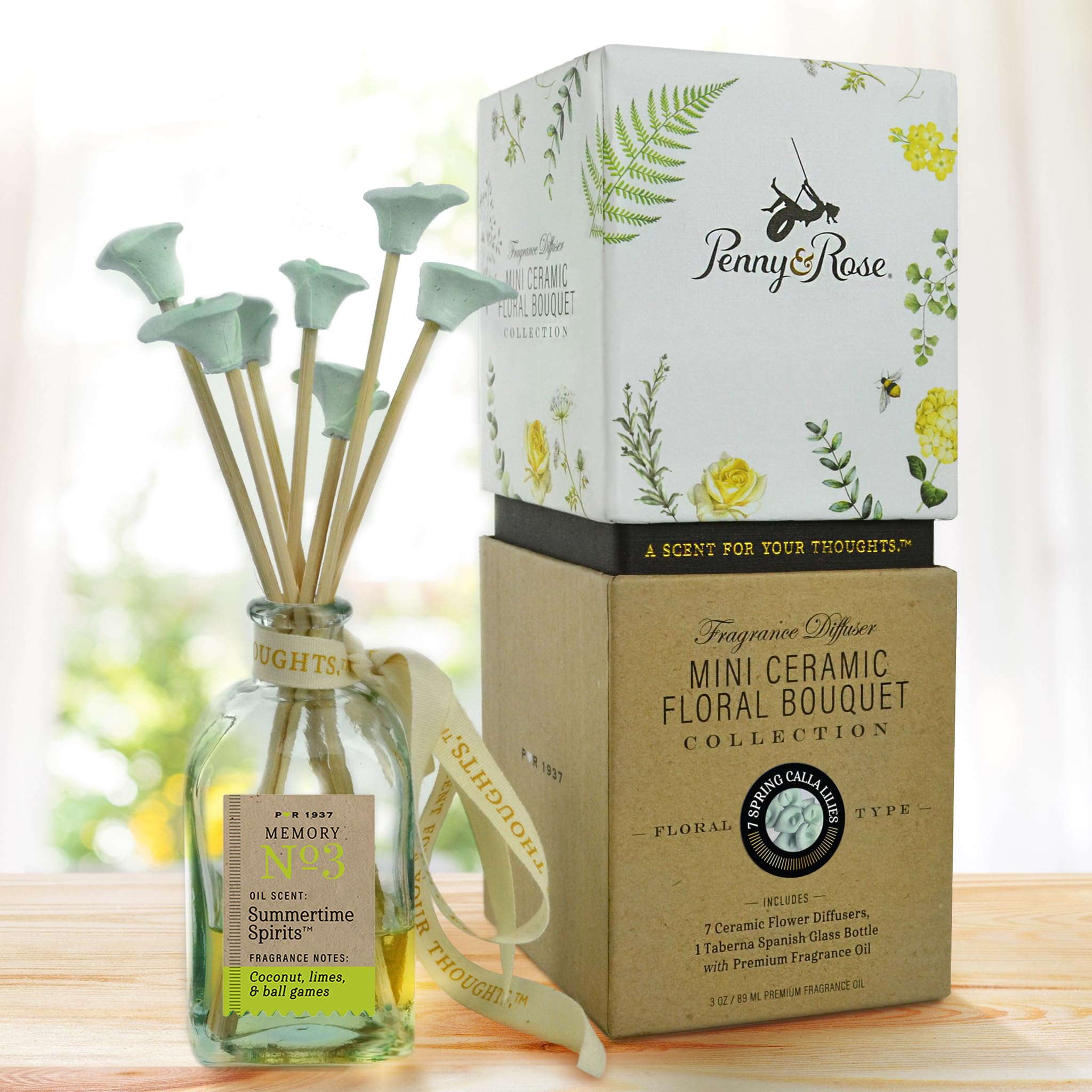 Penny & Rose Ceramic Calla Lily Essential Oil Diffuser - Aromatherapy Home Decor for Relaxation & Stress Relief | Perfect for Living Room, Bedroom, Spa & Office Use