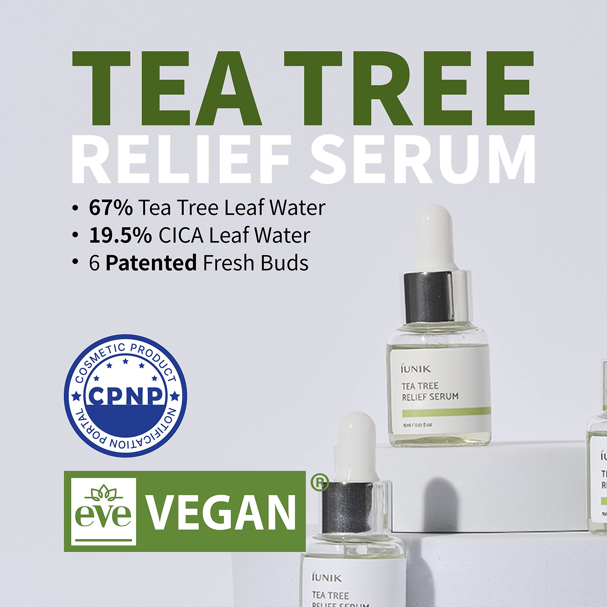 **iUNIK Tea Tree Relief Serum & Daily Serum Trial Kit - Korean Vegan Skincare with Rose Galactomyces, Propolis & Vitamin - Mini Travel Kit for Acne, Hydration & Glow (Perfect for Travel & On-the-Go Skincare)**