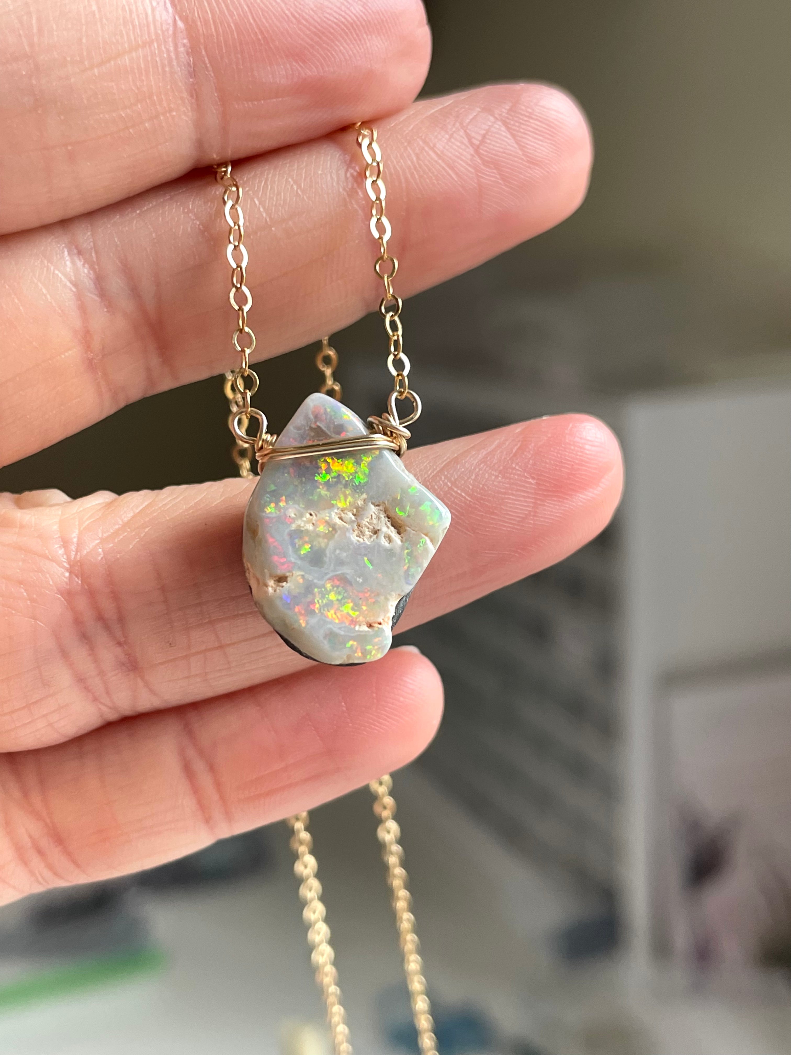 Australian Opal Doublet Pendant Necklace - 14K Gold Filled Jewelry for Women - Perfect Gift for Birthday, Anniversary & Special Occasions