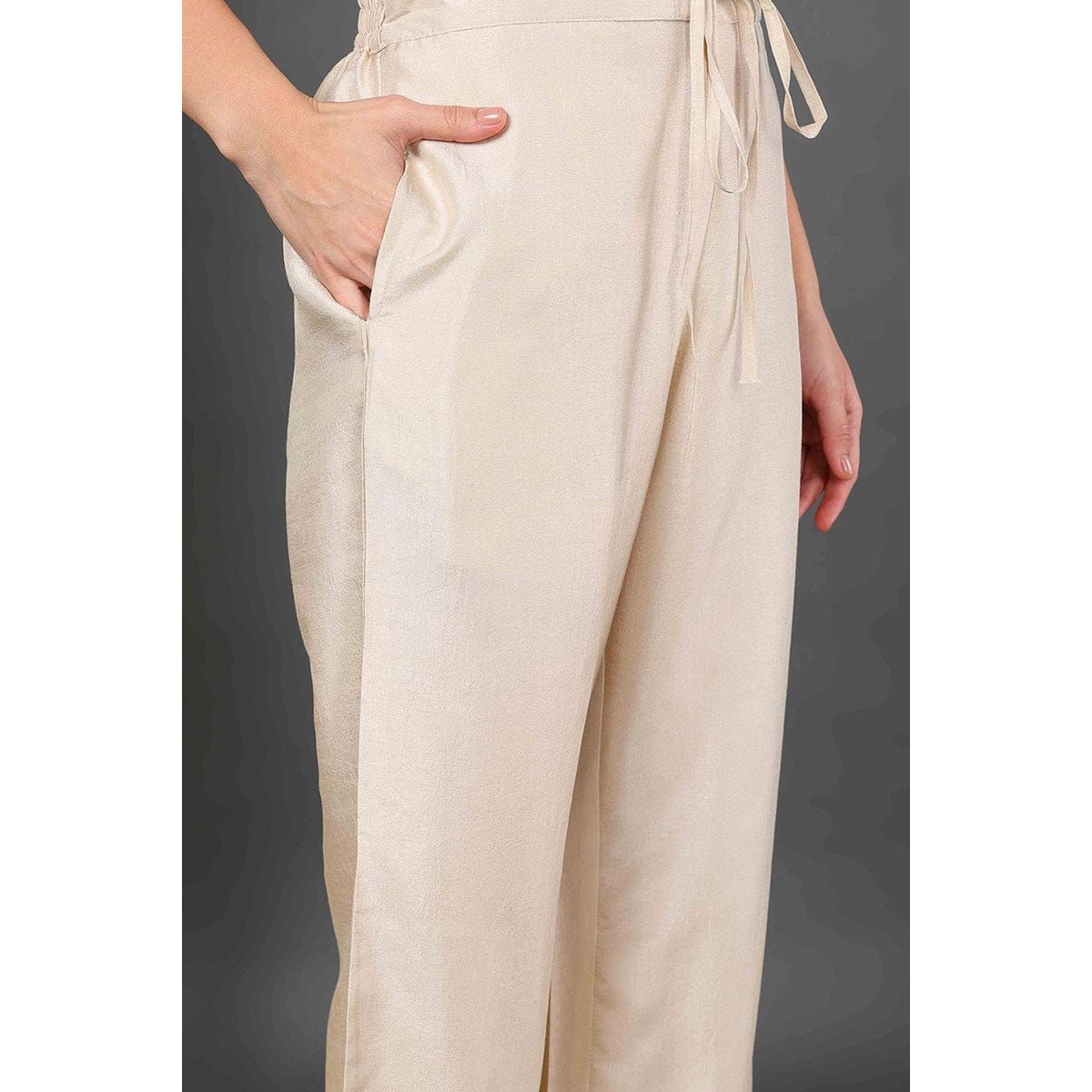 Off-White Silk Blend Party Dress Set for Women - Elegant Festive Outfit for Holiday Parties, Weddings & Special Occasions