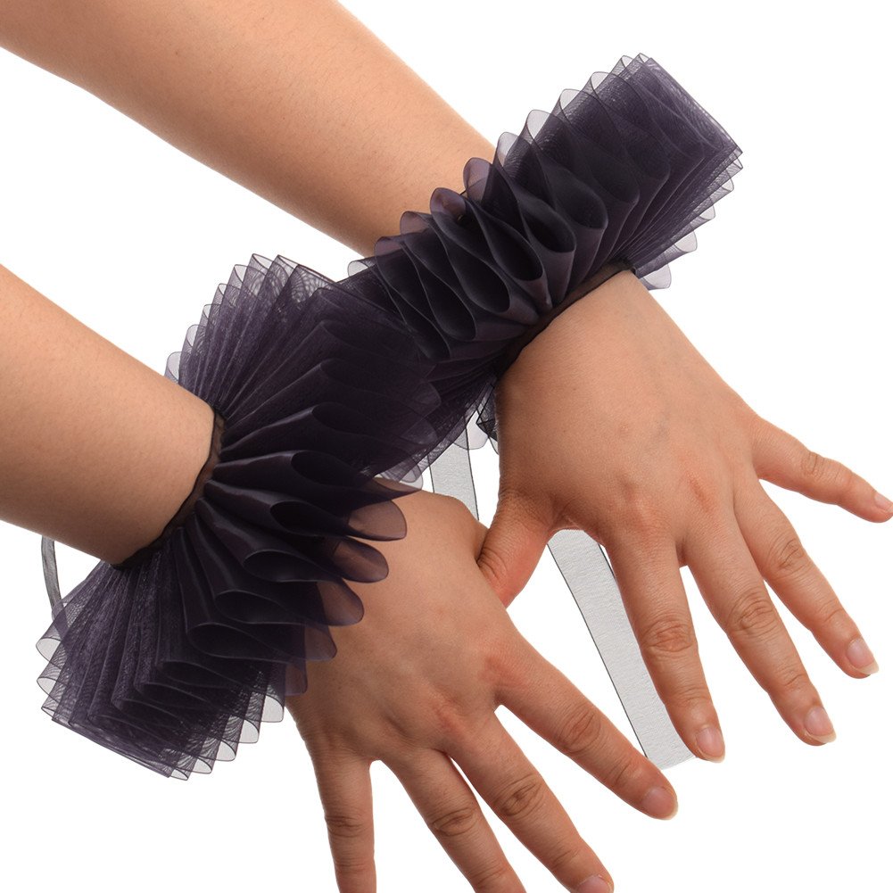GraceArt Elizabethan Wrist Ruffles - Elegant Lace Hand Cuffs for Renaissance Faire, Cosplay & Historical Reenactment (2-Piece Set) - Perfect for Shakespearean Plays, Victorian Costumes & Theatrical Performances