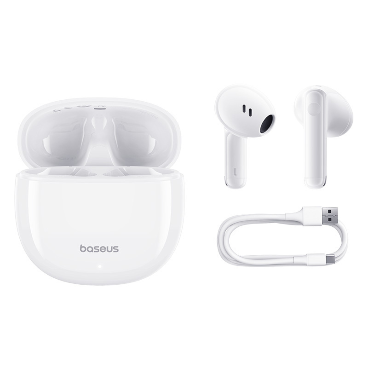 Baseus Bowie E13 Wireless Earbuds - Bluetooth 5.3, Hi-Fi Stereo Sound, 30H Playtime, IPX5 Waterproof - Perfect for Gym, Running & Travel (White)
