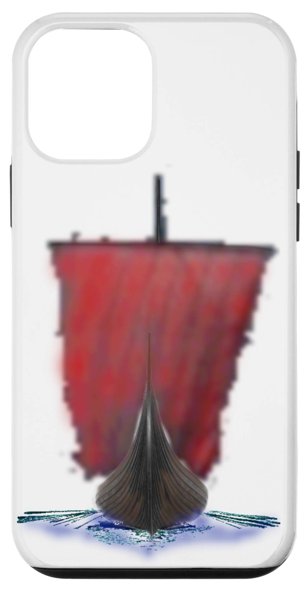 iPhone 12 Mini Protective Case with Viking Longship & Red Sail Design - Perfect for Travel, Work & Everyday Use