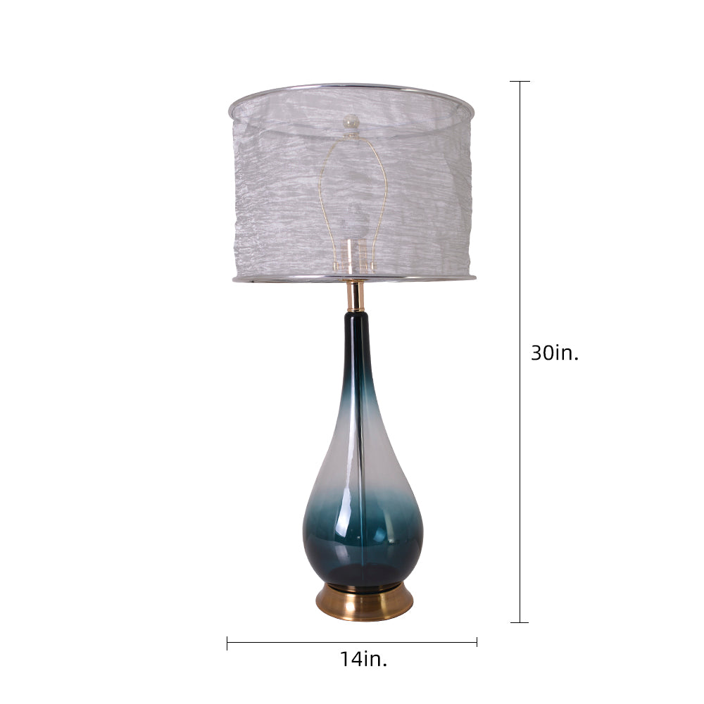 Tulip Big Translucent Silver Ombre Glass Table Lamp - Set of 2 Modern Bedside Lamps for Living Room, Bedroom & Office Decor