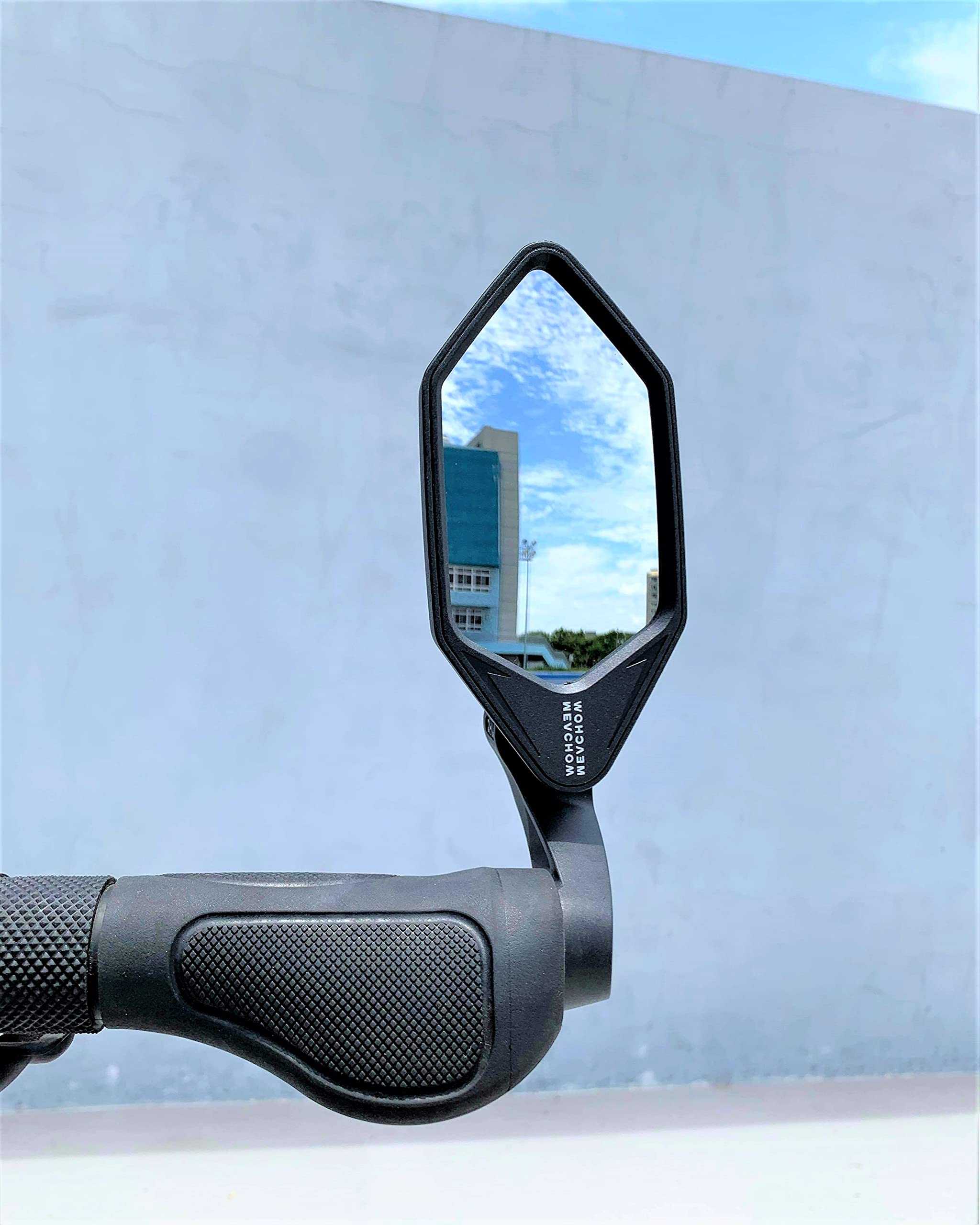 Premium MEACHOW Bar End Bike Mirror - Crystal UHD Automotive Grade Glass Lens for E-Bikes & Motorcycles | Scratch-Resistant, Safe Rearview Mirror (Right Side, Blue) | Perfect for Commuting, Road Cycling & Urban Riding