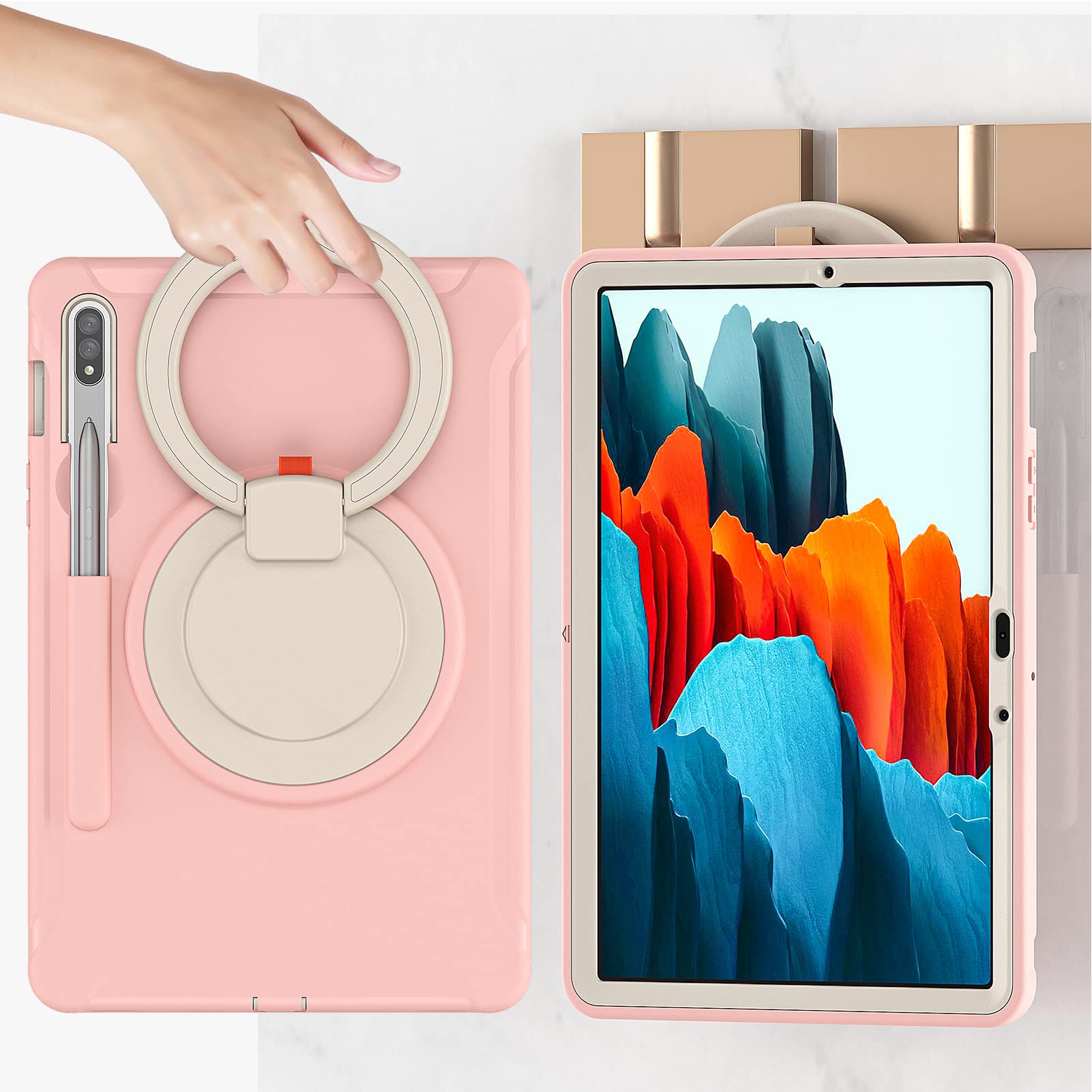 ORIbox Defender Case for Samsung Galaxy Tab S8/S7 11 Inch - Heavy Duty Shockproof Cover with 360° Rotating Ring Stand & Kickstand | Full Body Protection for Drops | Perfect for Work, Travel & Outdoor Use