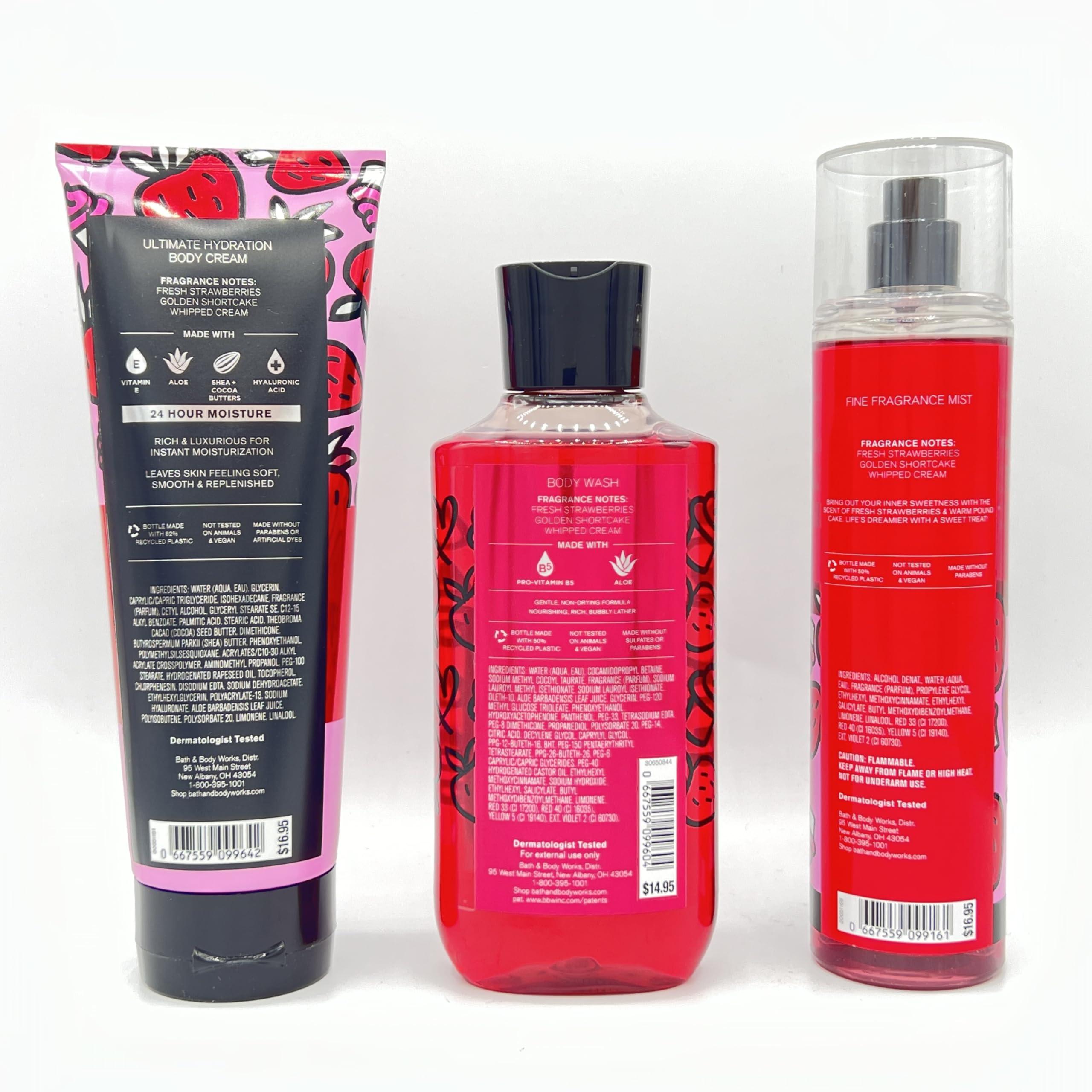 Strawberry Pound Cake 3-Piece Bath & Body Gift Set - Moisturizing Body Cream, Shower Gel & Fragrance Mist for Women | Perfect for Self-Care, Birthday Gifts & Spa Days