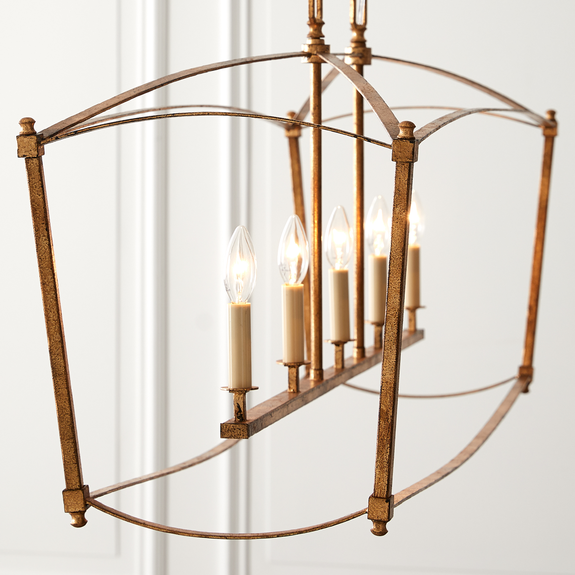 Portland Open Cage Linear Chandelier - Modern Industrial Pendant Light Fixture for Dining Room, Kitchen Island & Living Room Lighting