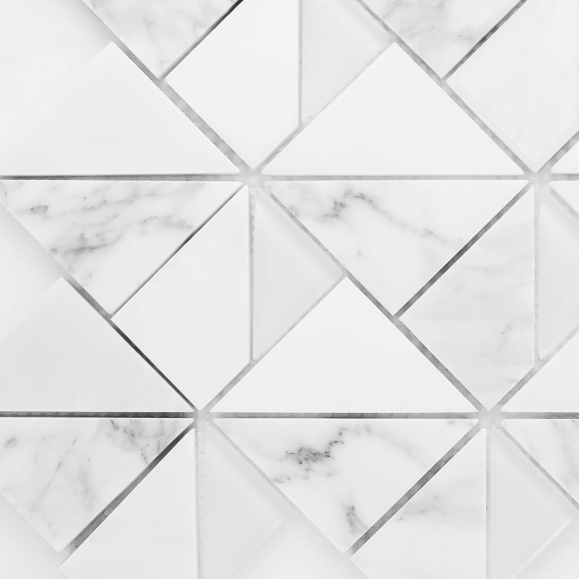 TMOPG-01 White Carrara Marble Mosaic Tile - 10 Sheets Triangle Square Pattern - Waterproof Peel & Stick Backsplash for Kitchen, Bathroom, Shower Wall - Natural Stone Wall Tile for Home Decor