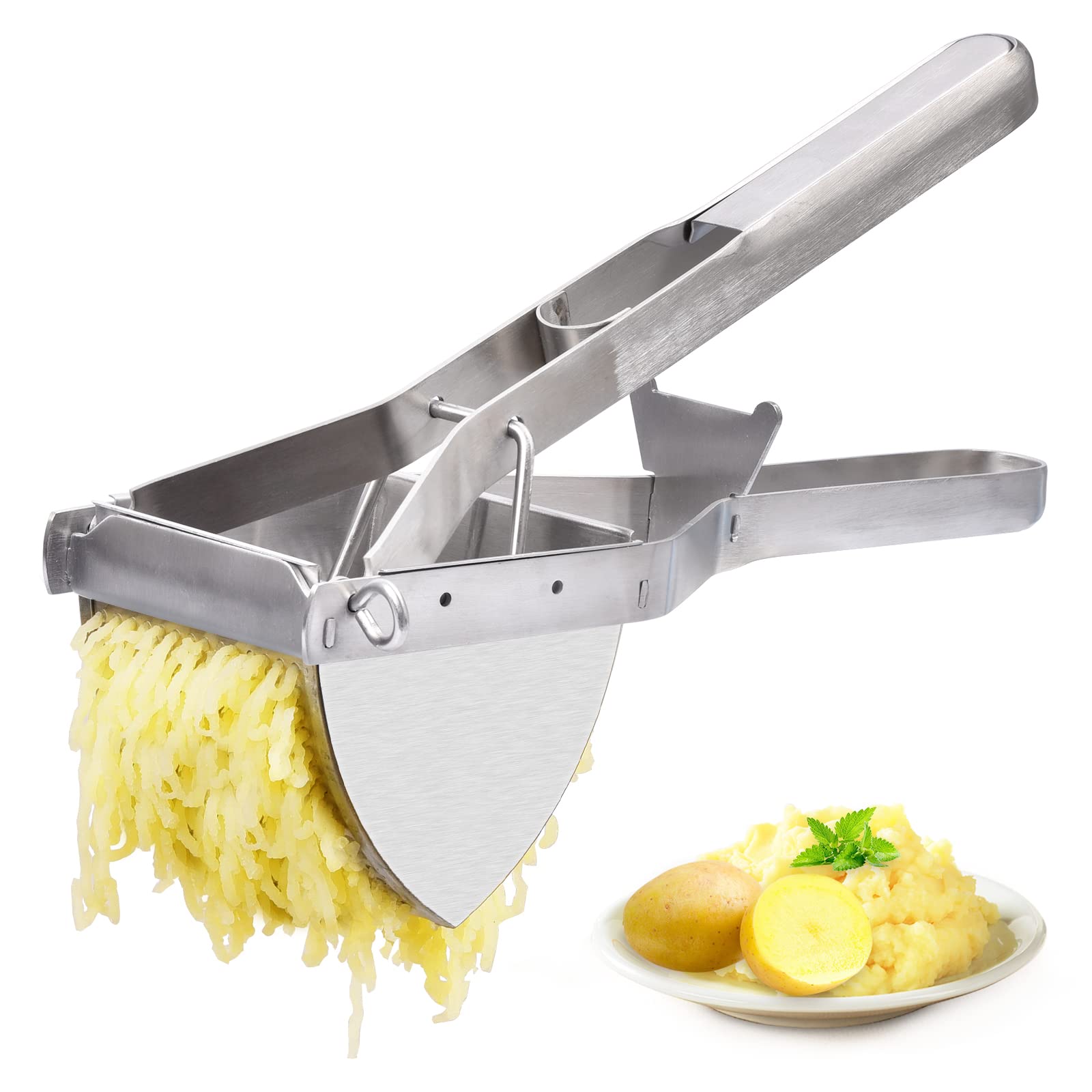 Professional Stainless Steel Potato Ricer - Heavy Duty Mashed Potato Maker for Creamy Mashed Vegetables & Fruits - Perfect for Home Cooking, Baby Food & Restaurant Use