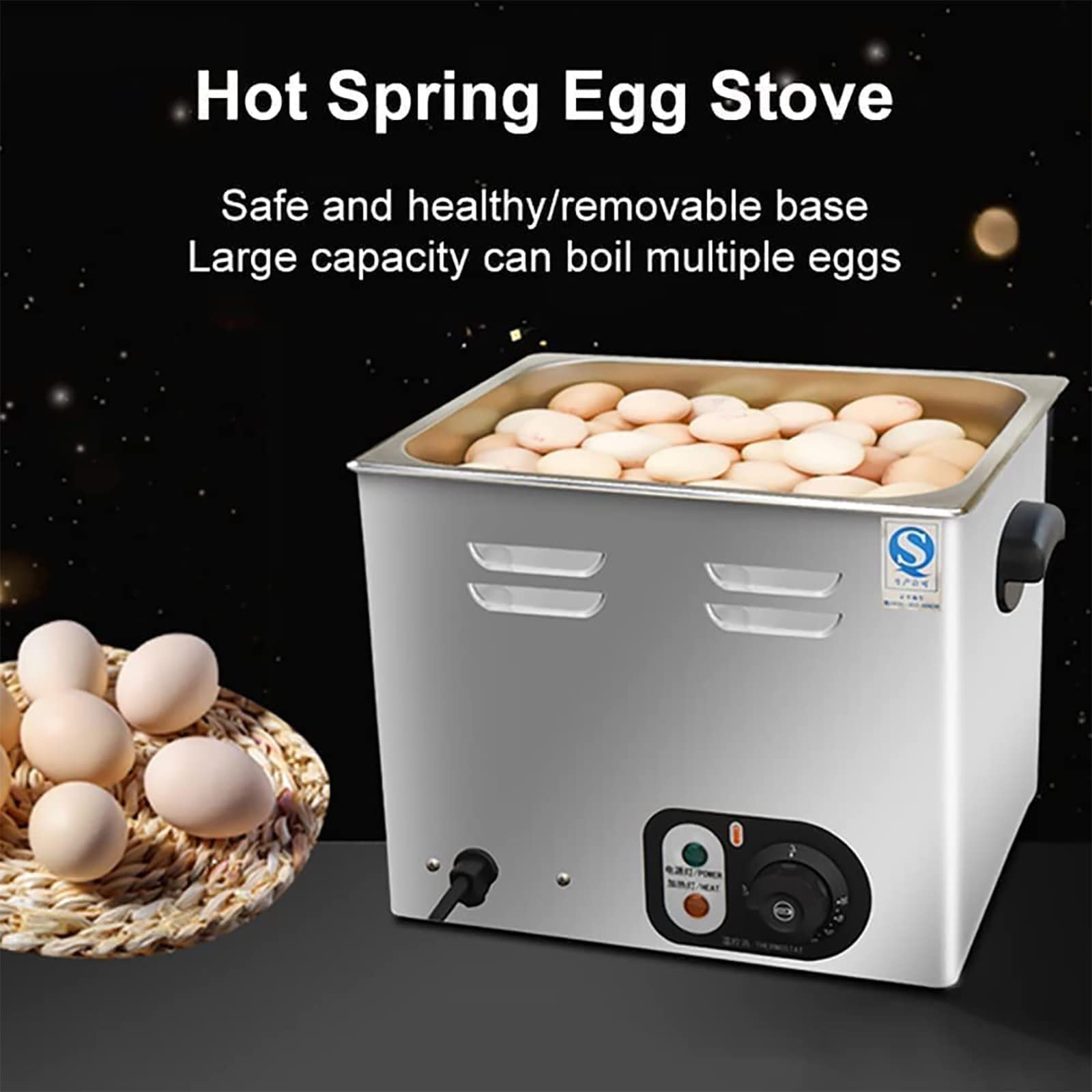 Commercial 2600W Hot Spring Egg Cooker - 60 Egg Capacity Automatic Egg Boiler & Steamer for Restaurants - Soft/Hard Boiled & Omelette Maker (110V) - Perfect for Breakfast Buffets, Cafés & Commercial Kitchens