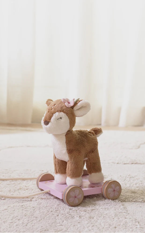 Adorable Fairy Garden Pull Along Plush Deer Toy - Soft & Cute Stuffed Animal for Kids - Perfect for Imaginative Play, Nursery Decor & Toddler Gift