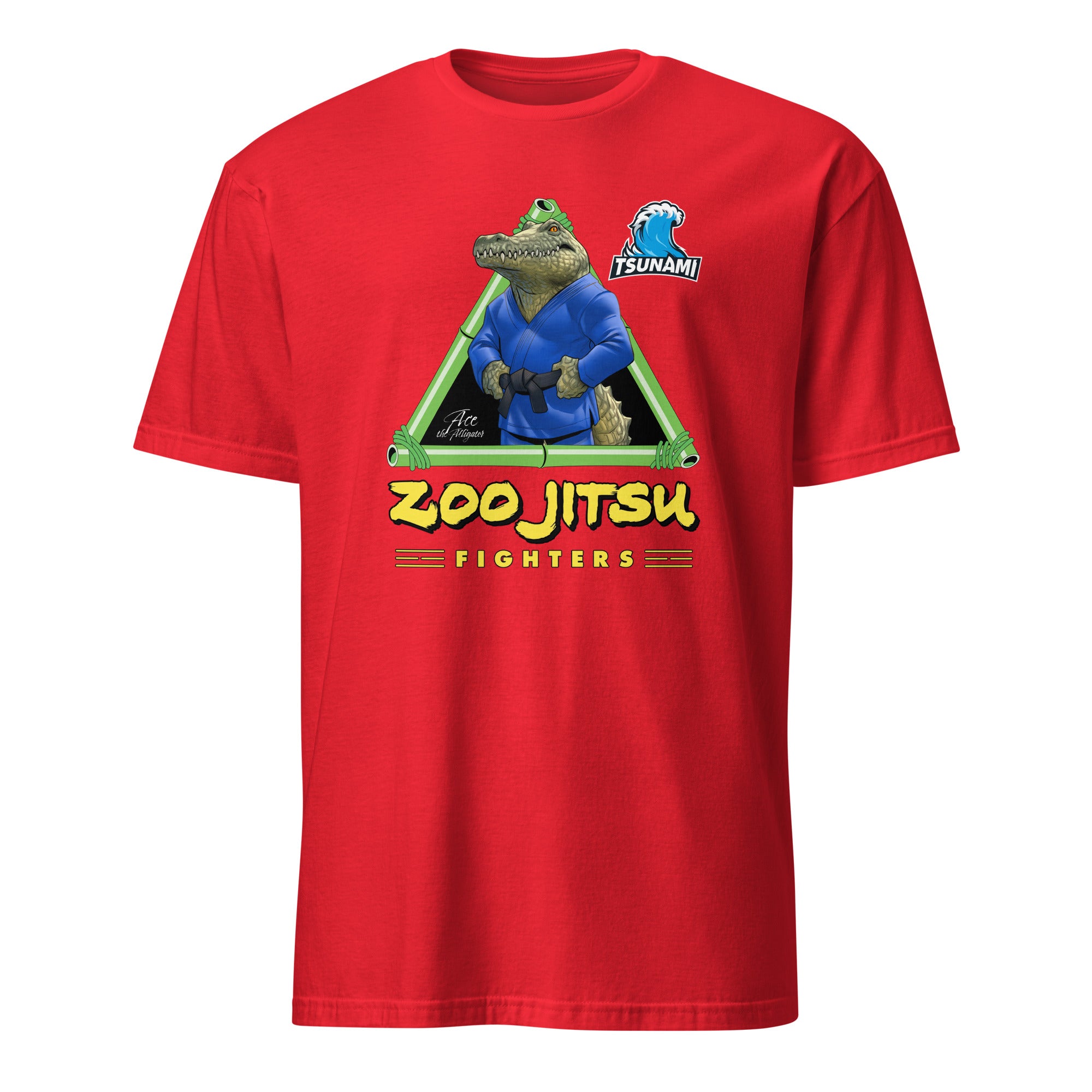 Zoo Jitsu Fighters Alligator Print Unisex Short Sleeve T-Shirt - Funny Animal Martial Arts Graphic Tee for Men & Women - Perfect for Gym, Casual Wear & Gifts