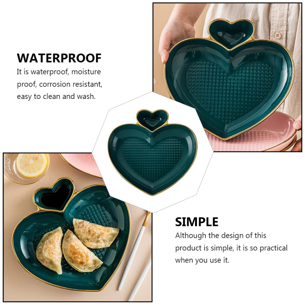Heart-Shaped Dumpling Plate - Ceramic Salad & Snack Dish, Simple Dessert Plate for Restaurants & Home Tableware | Perfect for Valentine's Day, Romantic Dinners & Party Serving