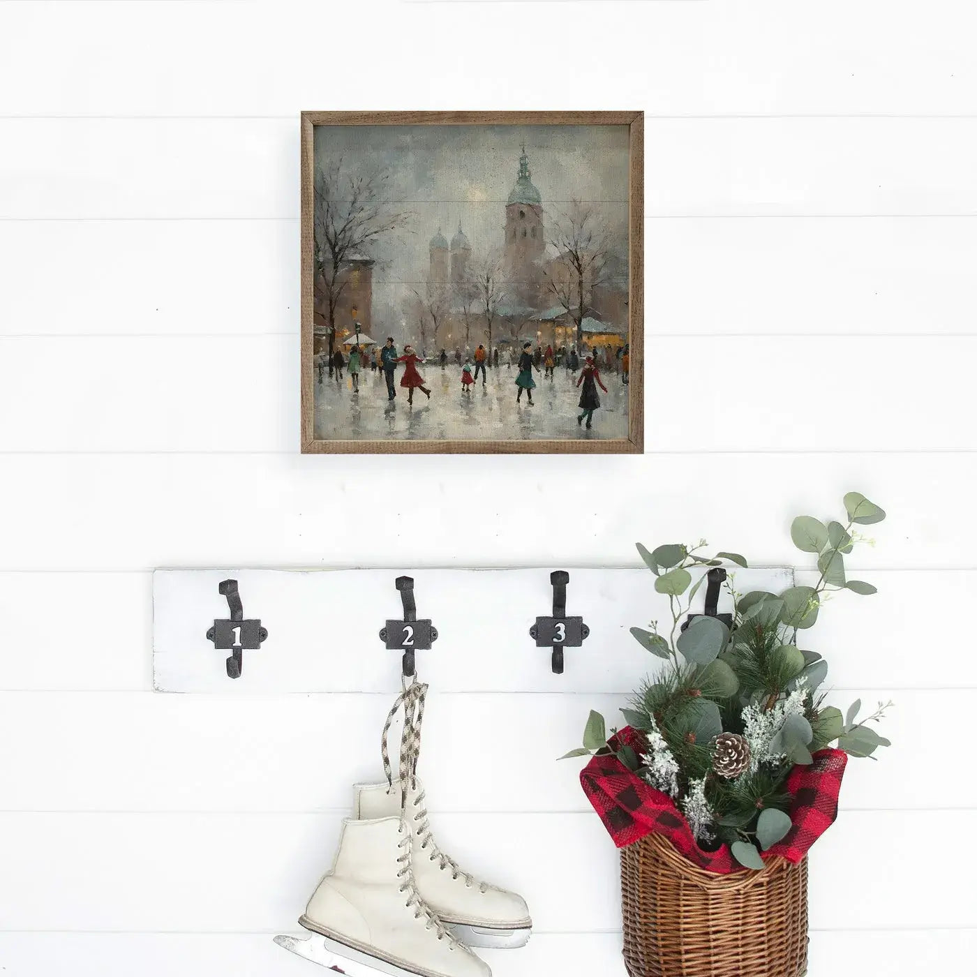 Premium Wood Framed Ice Skating Print - Winter Sports Wall Art Decor for Home, Office & Gifts - Perfect for Living Room, Bedroom & Holiday Decorations