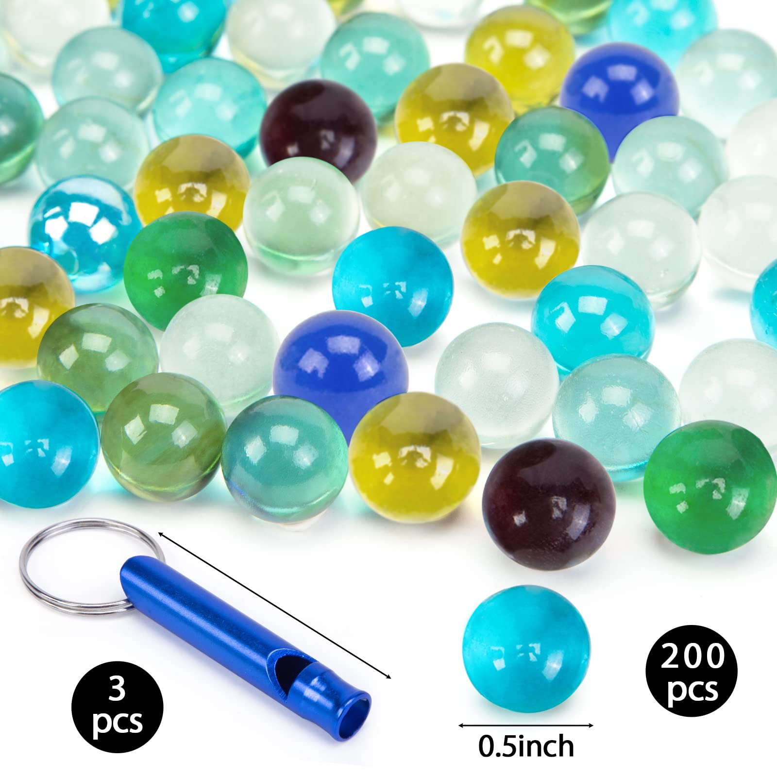 POPLAY 200PCS Bulk Marbles for Kids - Glass Marble Set for Marble Run Games, DIY Crafts, Sensory Play & Educational STEM Toys (Multicolor)