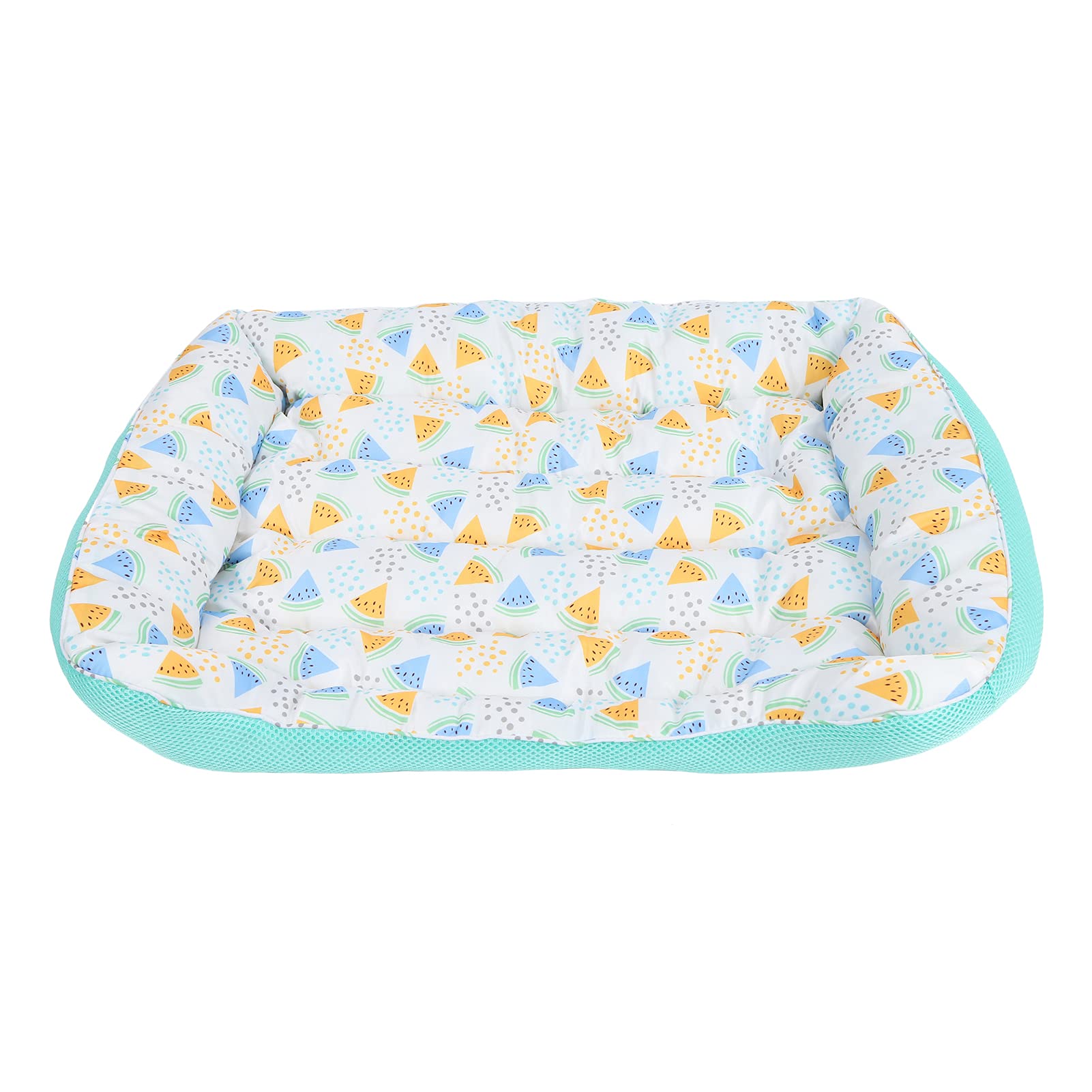 Brrnoo Washable Square Pet Bed Mat - Waterproof, Machine Washable PP & Cloth Dog Bed for Indoor Use & Car Travel - Safe & Healthy (Green, Large) | Perfect for Small Dogs, Cats, and Puppies in Living Rooms, Bedrooms, or Vehicles