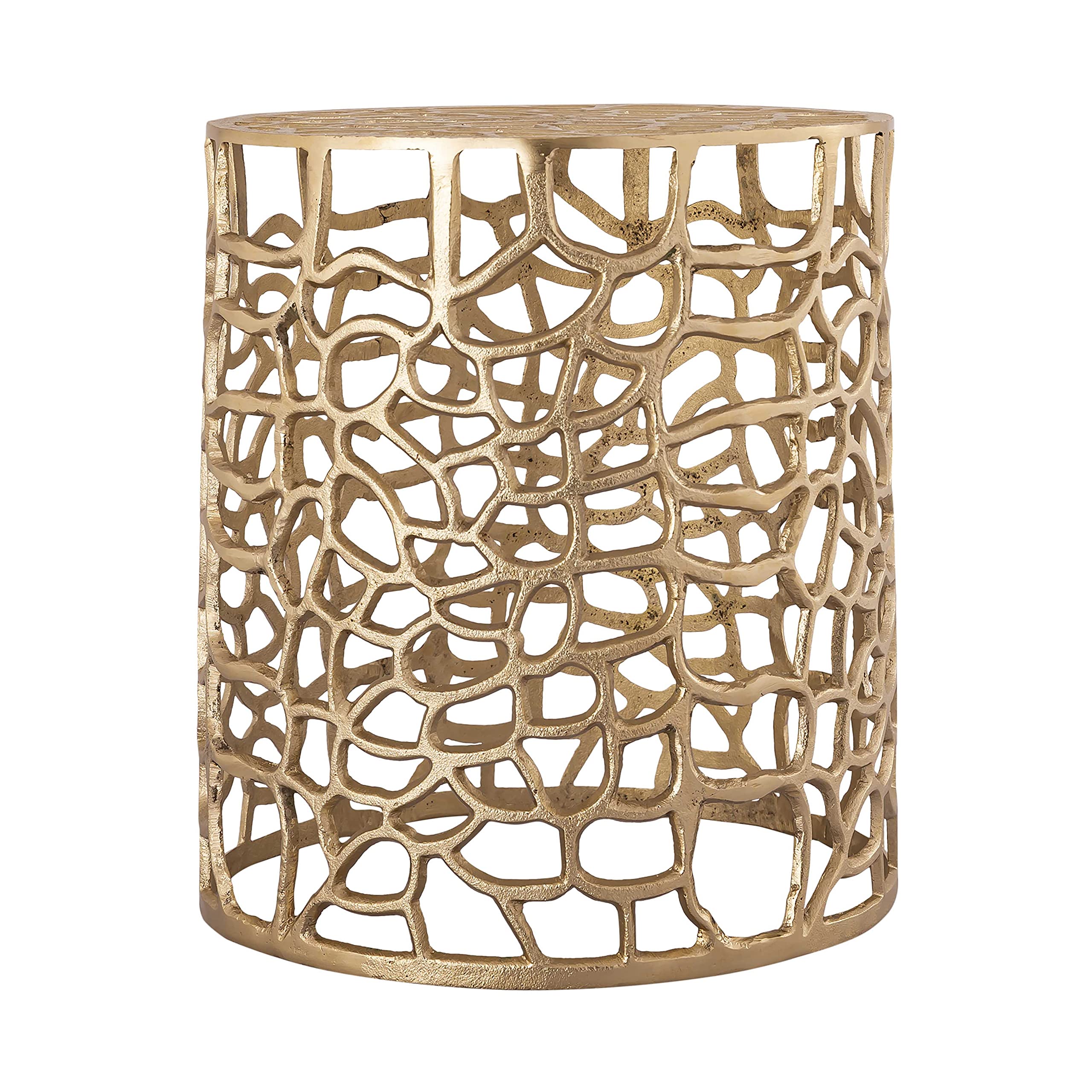 Sophia Round Gold Iron Side Table - Modern Accent Table for Living Room, Bedroom & Patio - Stylish & Durable Metal End Table - Perfect for Coffee, Books & Decor