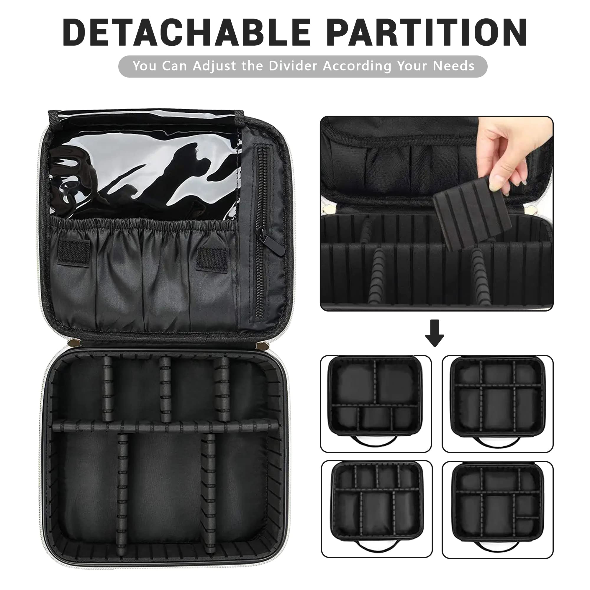 Stylish Checkered Makeup Bag with Adjustable Partition - Portable Cosmetic Organizer for Women, Perfect for Travel & Toiletry Storage - Ideal Christmas & Birthday Gift for Her