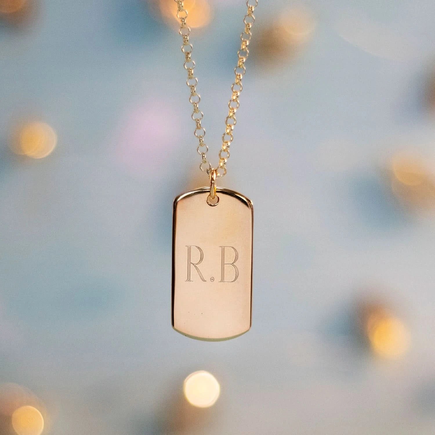 Men's XL Gold Dog Tag Necklace - Personalized Engraving - Perfect for Military, Gifts & Everyday Wear