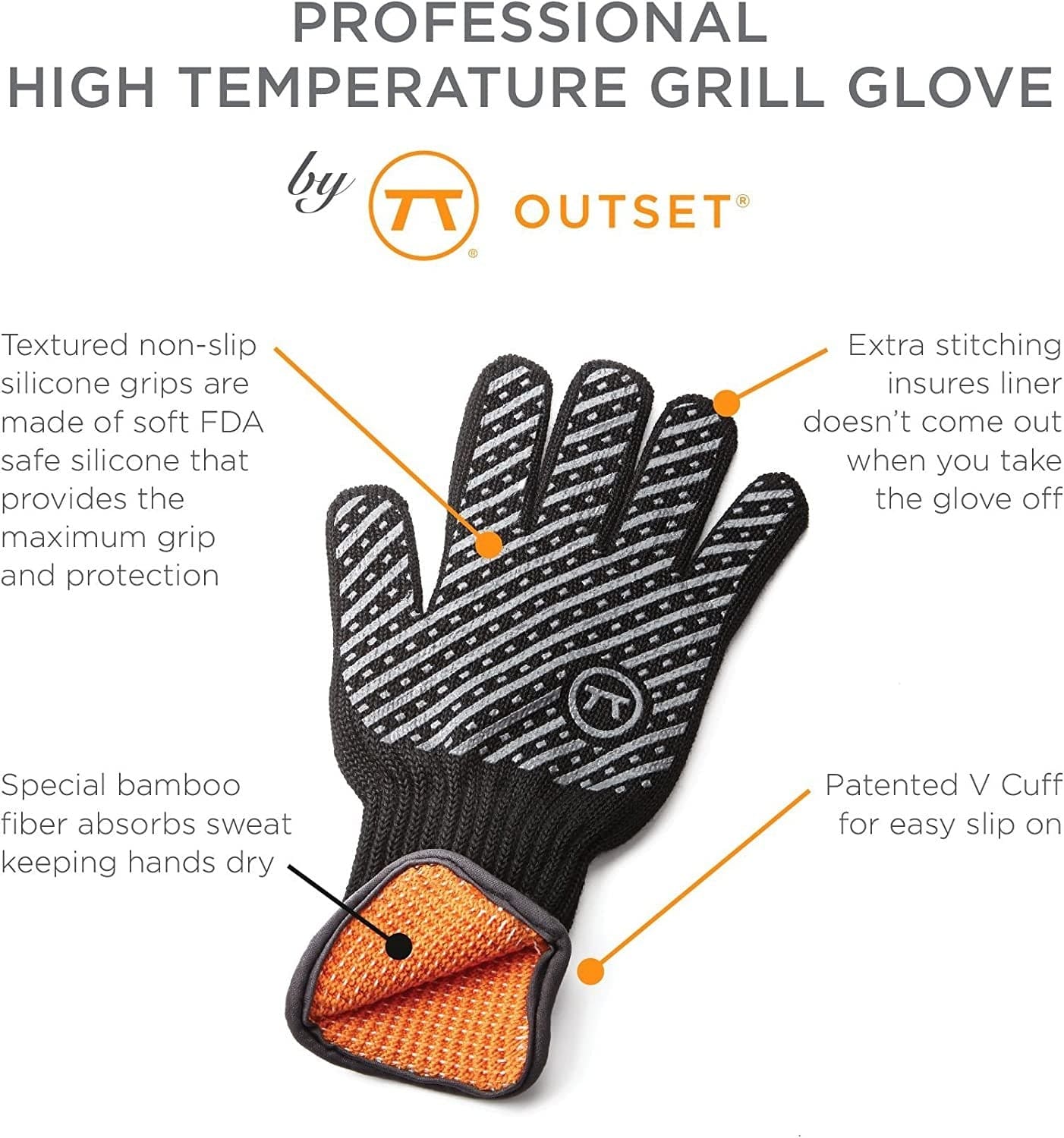 Heat-Resistant BBQ Grill Gloves - High Temperature Oven Mitts for Grilling, Smoking & Cooking - Perfect for Outdoor Camping, Backyard BBQ & Kitchen Use