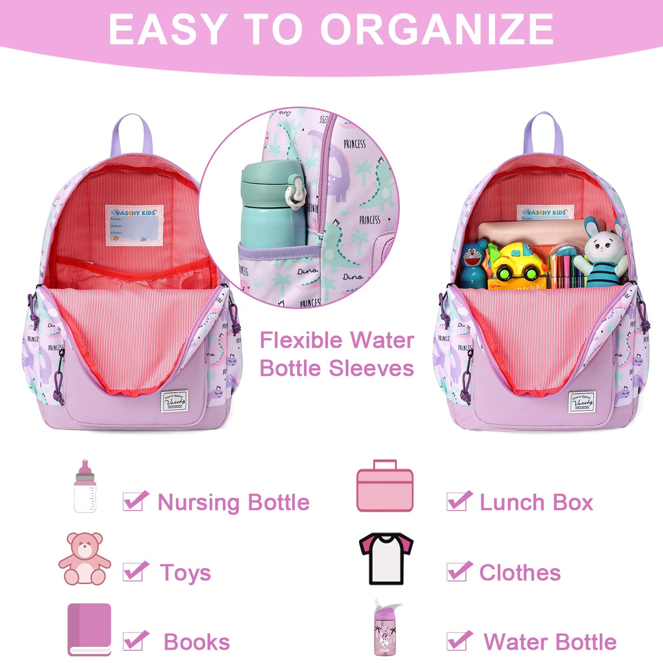 VASCHY Kids Backpack - Lightweight Water Resistant School Backpack for Boys & Girls with Adjustable Chest Strap | Perfect for Preschool, Kindergarten & Day Trips