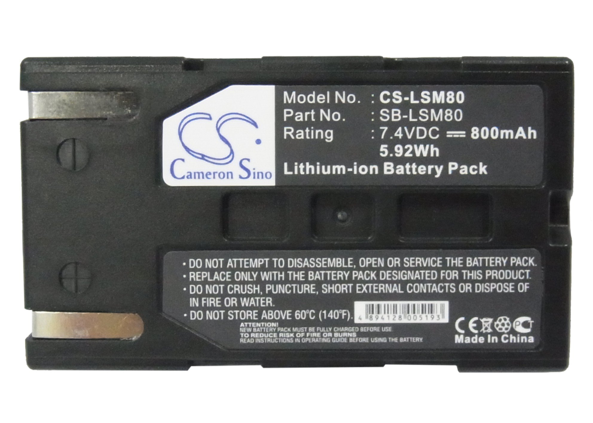Samsung SB-LSM80 Battery Replacement - 7.4V Compatible with SC-D173(U), SC-D263, SC-D351, SC-D353, SC-D362, SC-D363, SC-D364, SC-D365, SC-D366, SC-D371, SC-D372, SC-D375(H) - Perfect for Samsung Camcorders & Digital Cameras