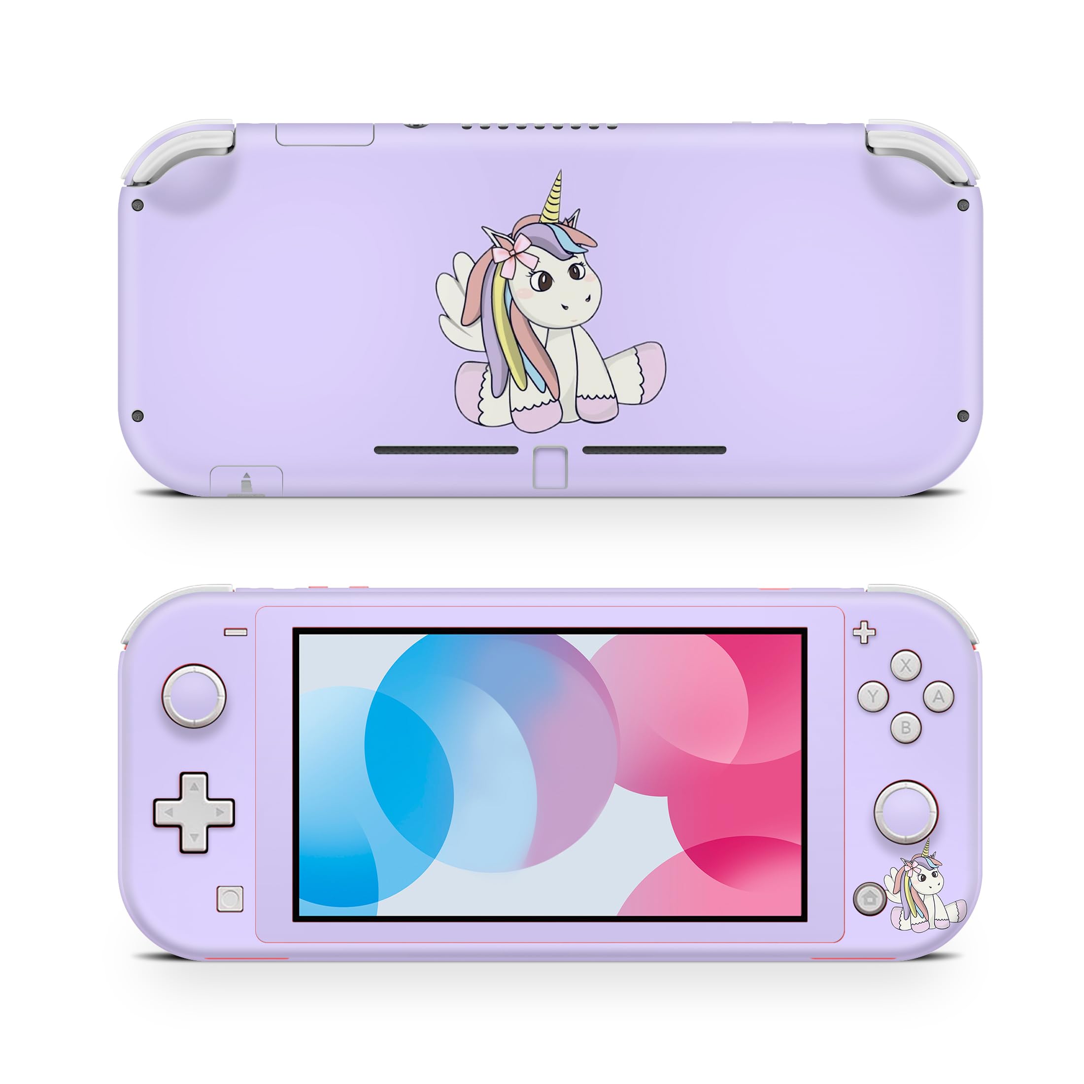 ZOOMHITSKINS Nintendo Switch Lite Skin Cover - Unicorn Pastel Light Mauve Pink Lavender Animal Pets Design | 3M Vinyl Protective Wrap | Durable & Easy to Install | Made in USA | Perfect for Gaming Protection & Style Enhancement