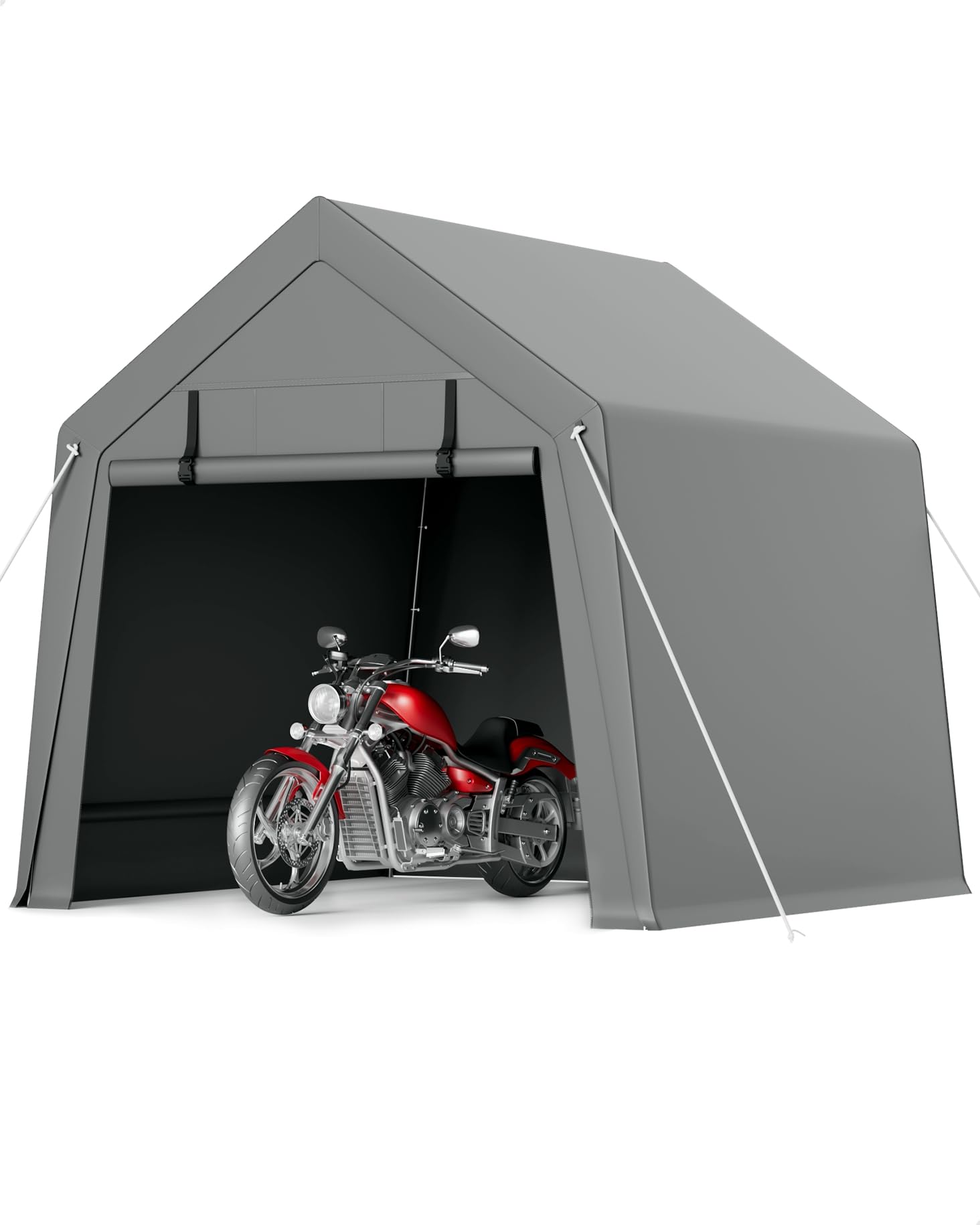 6x6 ft Heavy Duty Waterproof Carport Storage Shed with Roll-up Zipper Door - Portable Garage Shelter for Motorcycle, Bike, Firewood & Garden Tools - Ideal for Backyard, Patio, RV and Outdoor Storage Protection