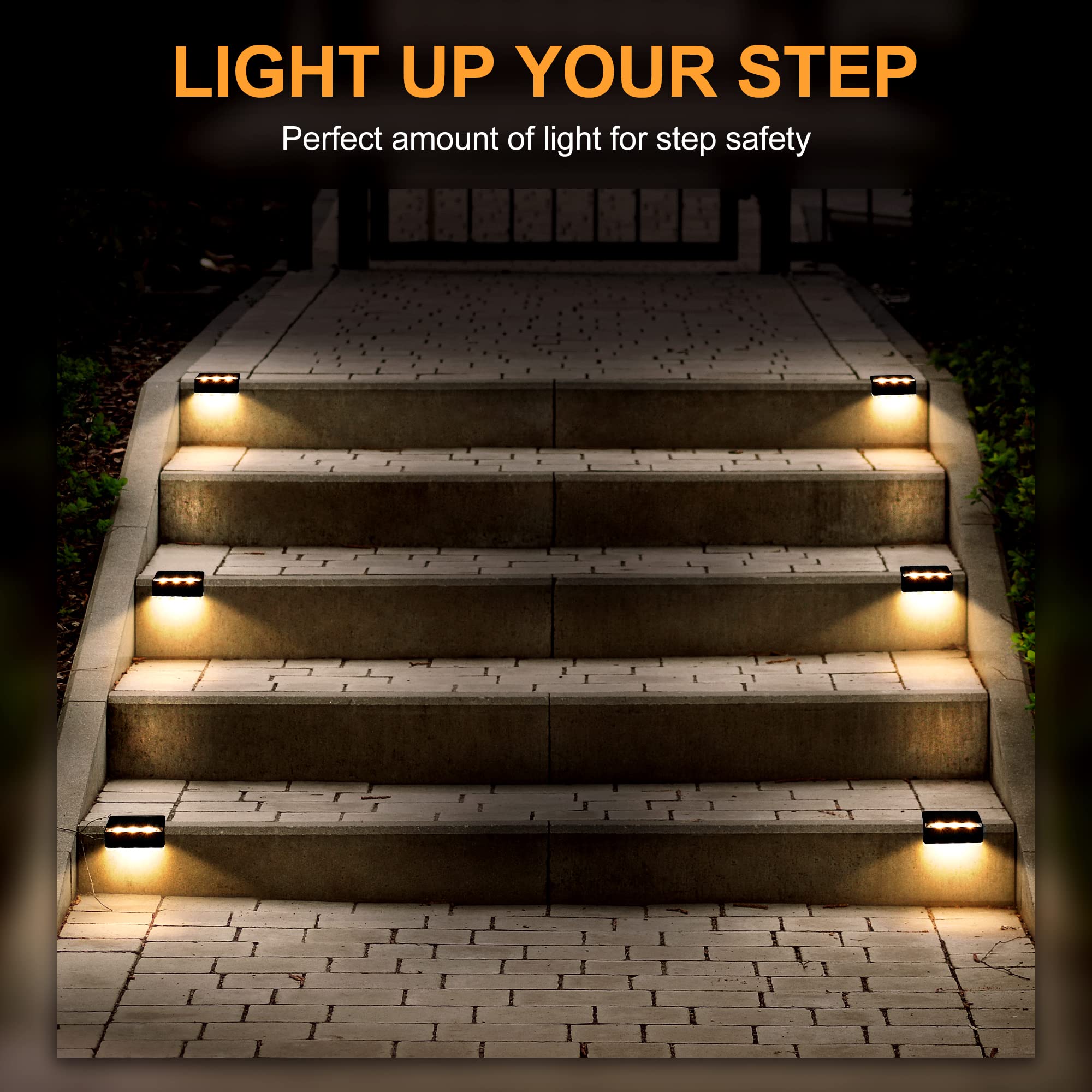 SOLPEX 16 Pack Solar Fence Lights - 6 LED Waterproof Outdoor Solar Lights for Deck, Stair, Porch, Balcony, Walkway, Garden, Yard, Patio & Pool Decor - Warm White IP65 Solar Powered Landscape Lighting - Perfect for Evening Outdoor Ambiance & Pathway Safety