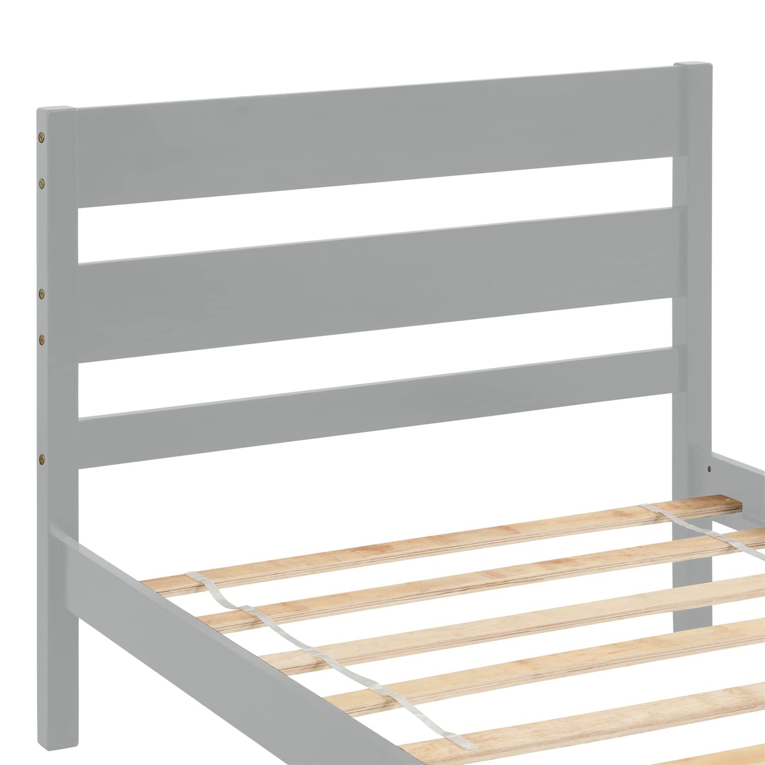 Henf Twin Bed Frame with Headboard & Underbed Storage - No Box Spring Needed, Grey - Perfect for Kids' Bedroom, Guest Room & Small Spaces