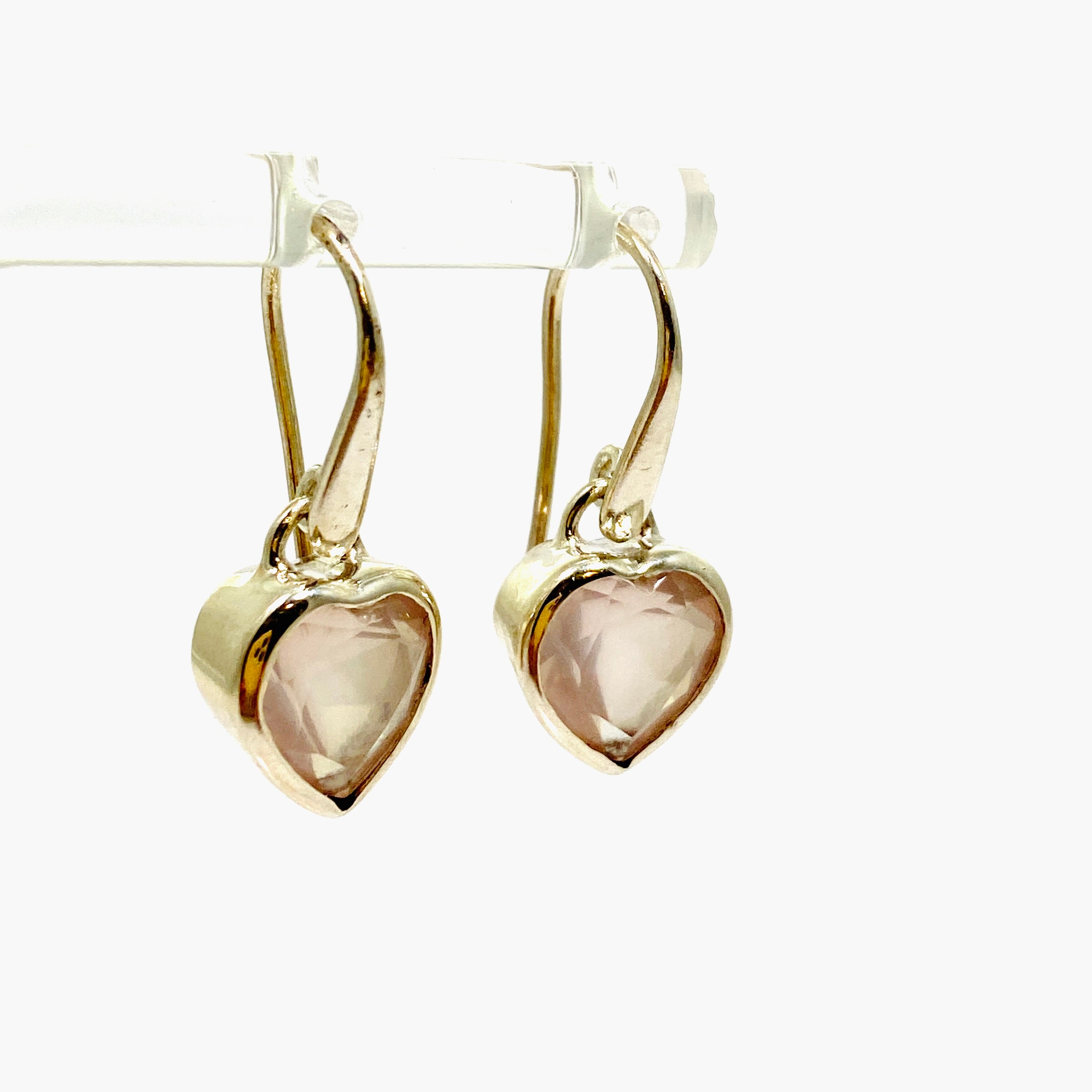 Rose Quartz Heart Faceted Earrings for Women - Dainty Crystal Stud Earrings - Healing Stone Jewelry for Valentine's Day Gift, Meditation & Energy Balancing