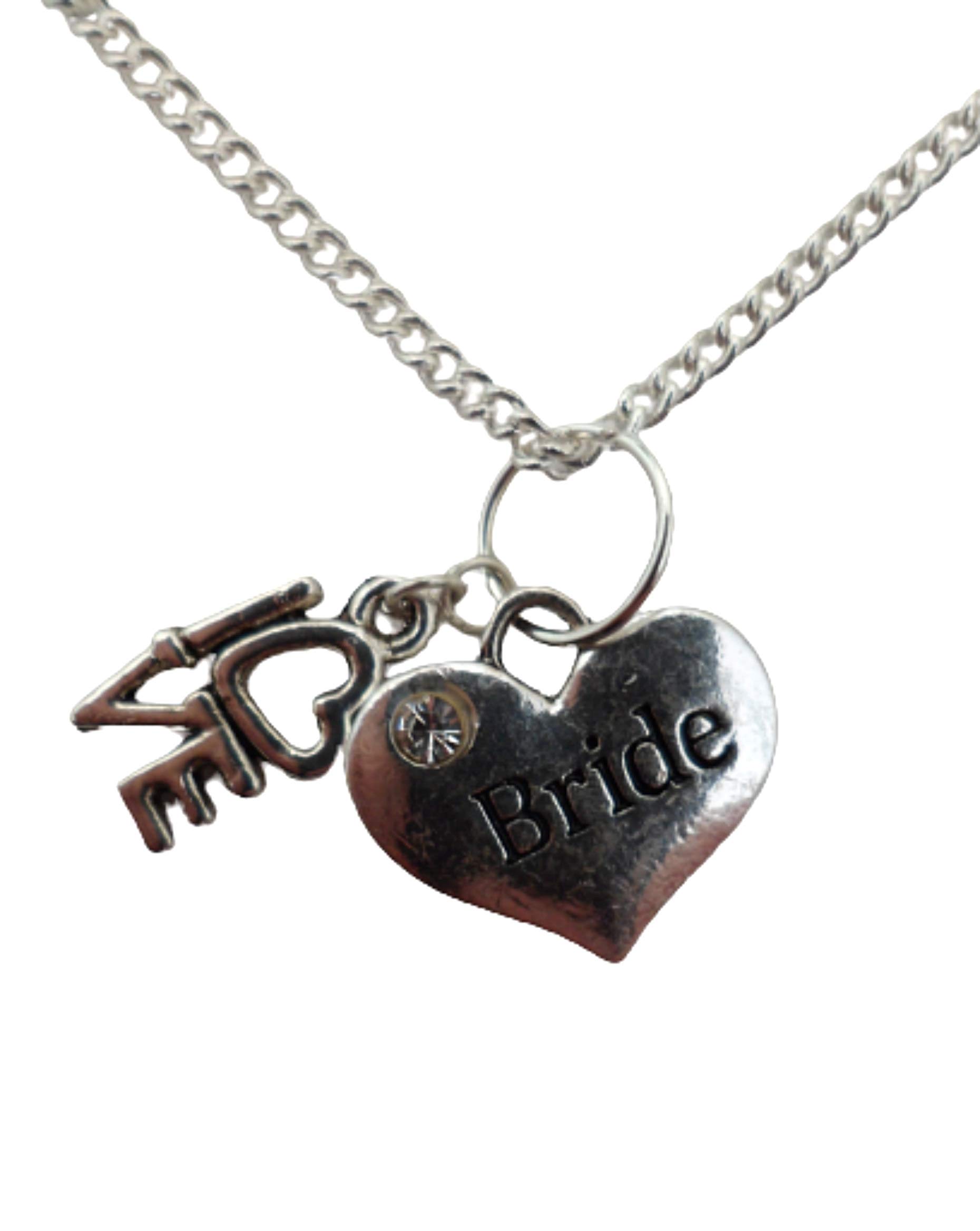 Elegant Silver Plated Heart Charm Necklace for Bride - Romantic Wedding Jewelry Gift for Her | Perfect for Bridal Shower, Anniversary & Valentine's Day