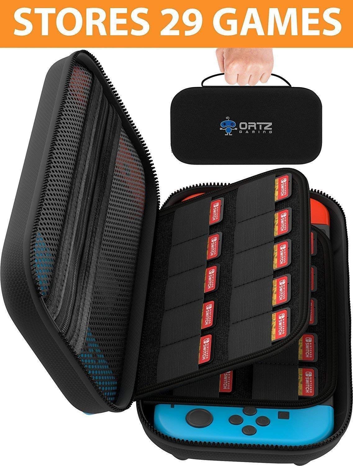 Premium Nintendo Switch Hard Carry Case - Stores 29 Games | Durable Protective Travel Pouch for Switch Console & Accessories | Perfect for Gaming On-The-Go, Travel Protection & Organized Storage (Black)