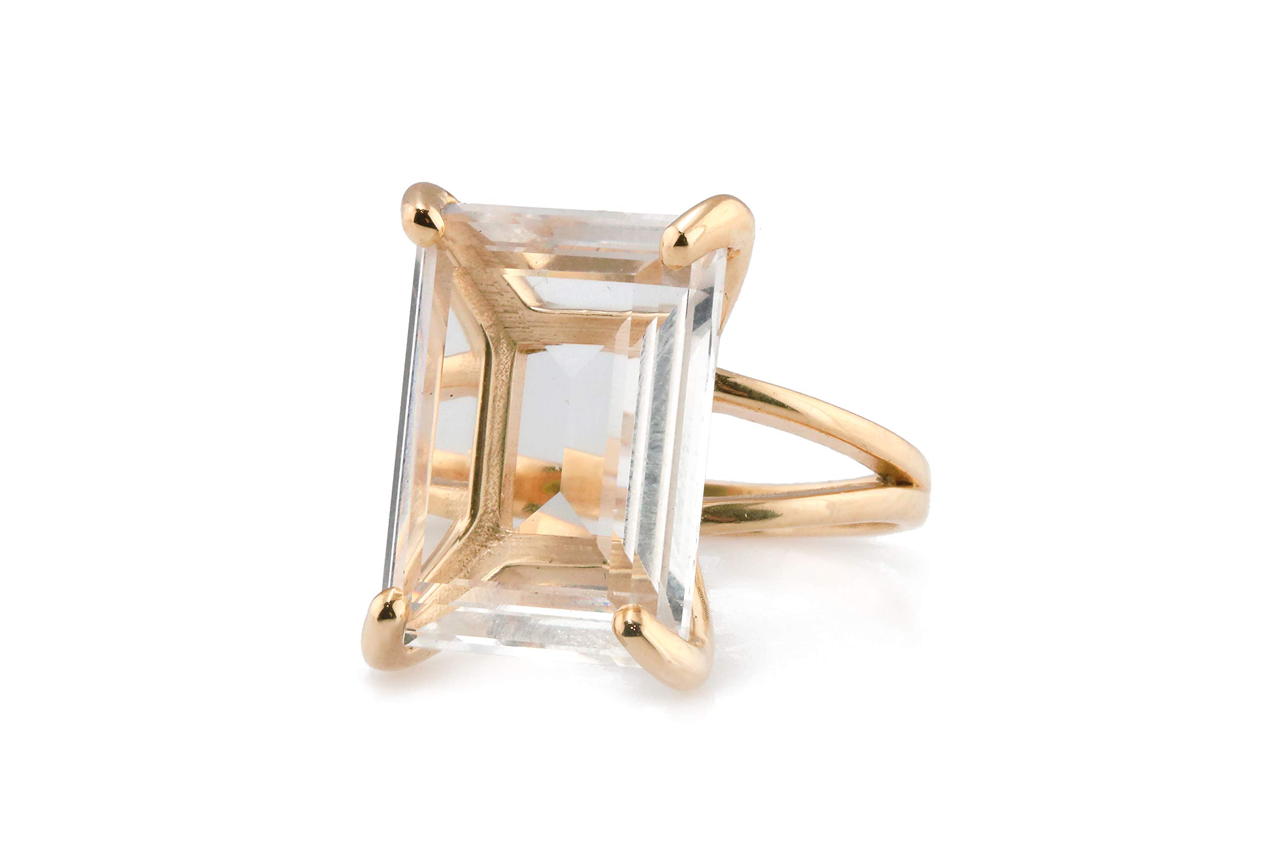 14K Rose Gold Clear Quartz Ring for Women - Natural Gemstone Engagement, Wedding & Anniversary Jewelry - Custom Fine Rings for Bridesmaid Gifts, Birthday & Christmas - Perfect for Everyday Wear, Date Nights & Special Occasions